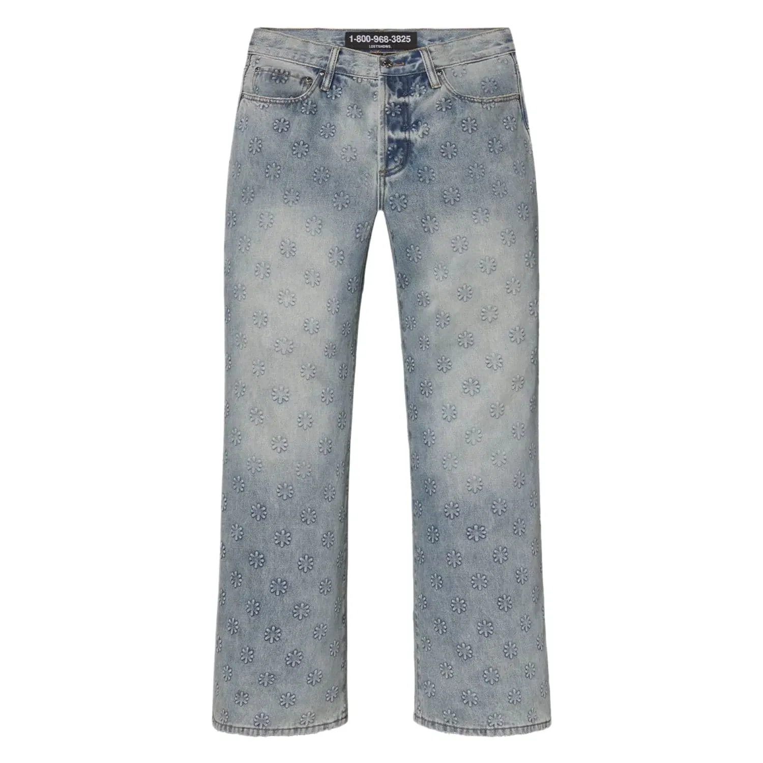 Lost Shdws LostShdws Embossed Denim Pants Blue