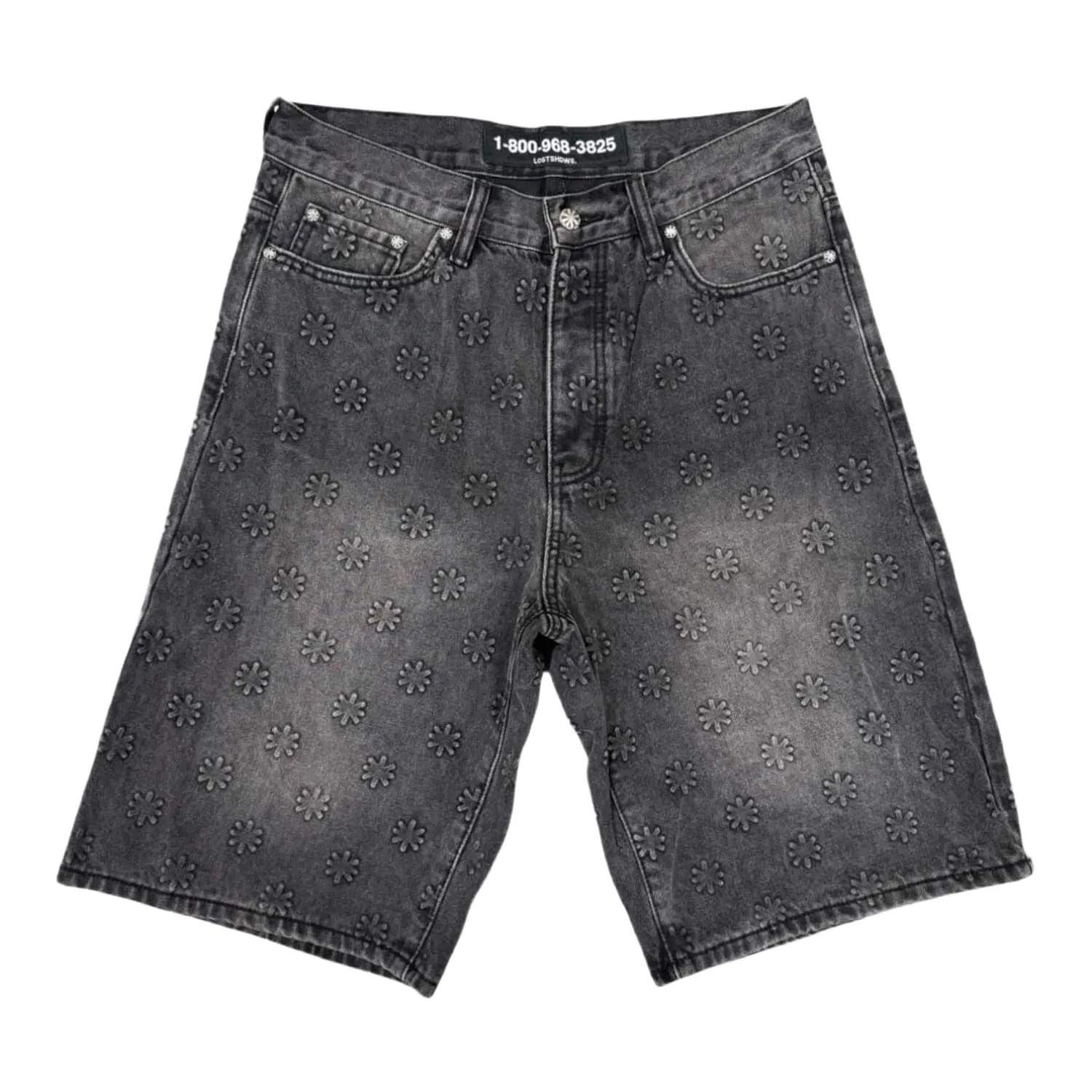 Lost Shdws LostShdws Embossed Jean Shorts Black