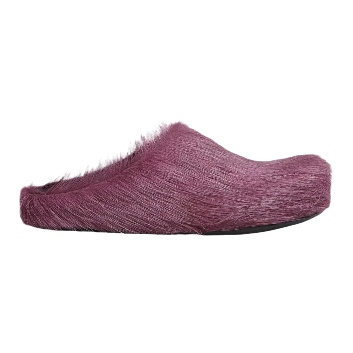 Marni Long Hair Calfskin Fussbett Sabot Mule Camellia