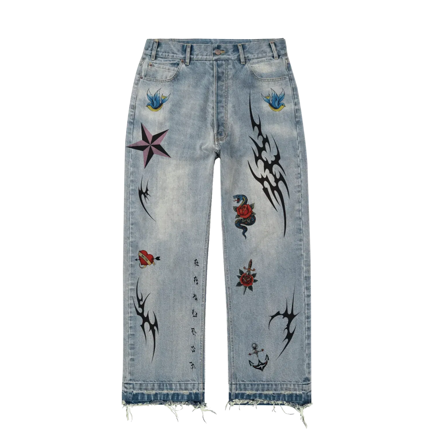 Bravest Studios Tattoo Denim Pants Blue