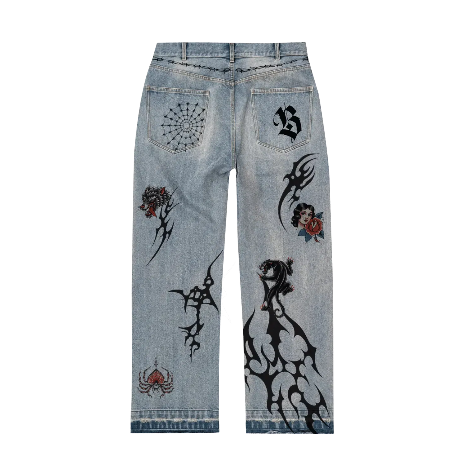 Bravest Studios Tattoo Denim Pants Blue