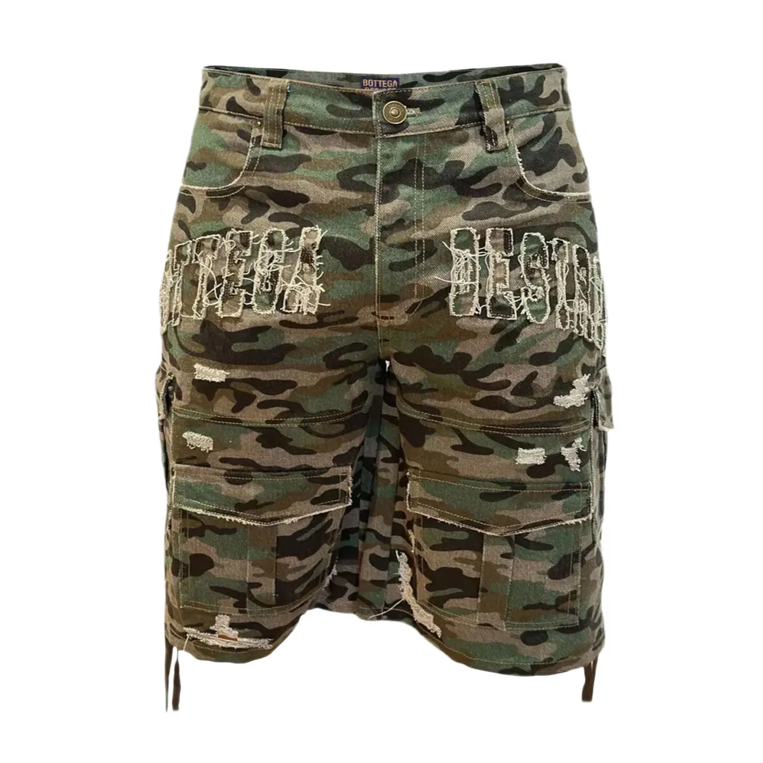 Bottega Desires Camo Cargo Shorts