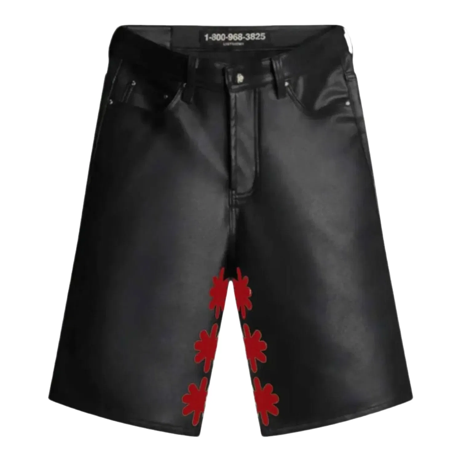 Lost Shdws Lostshdws Leather Shorts Black Red