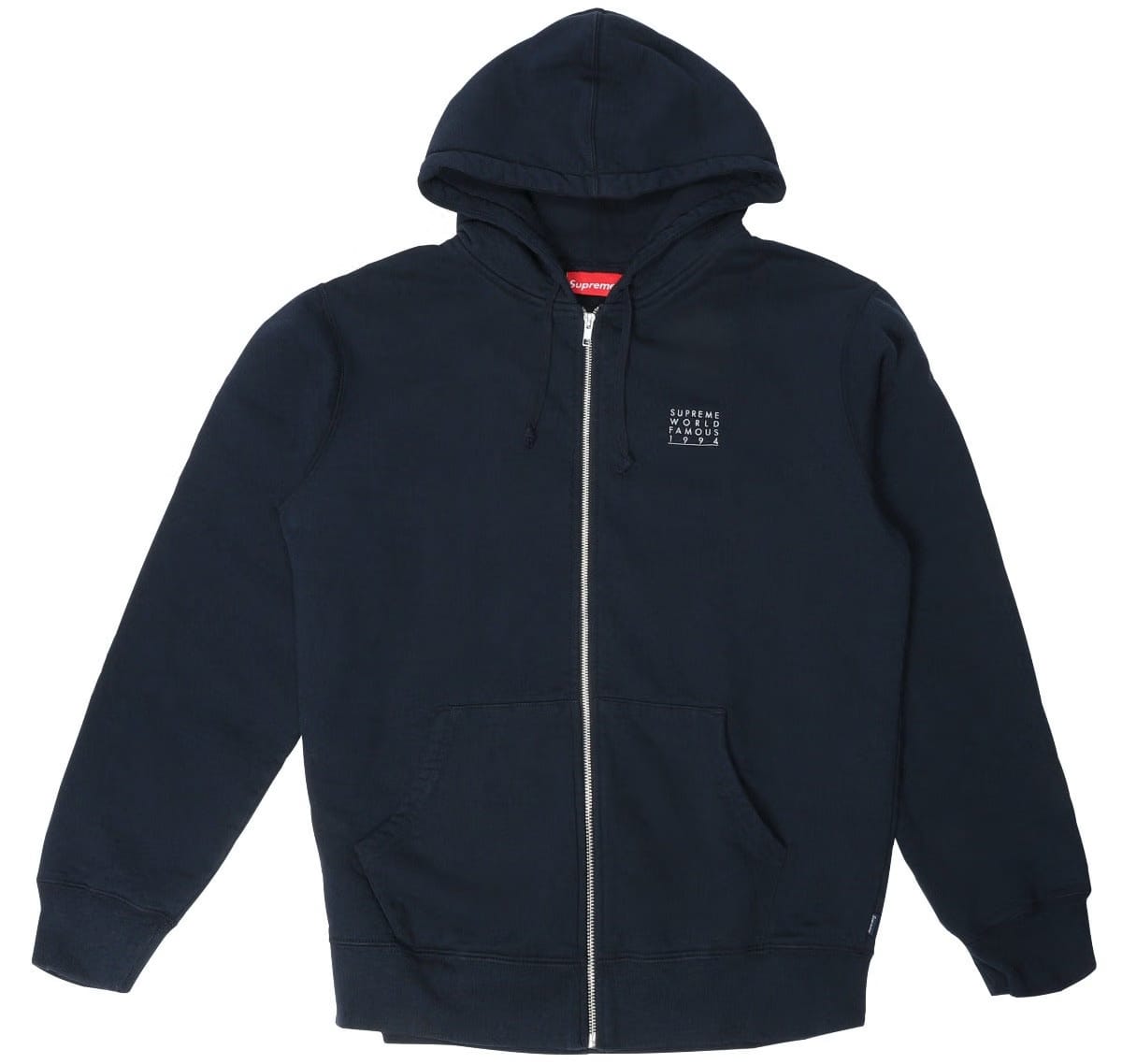 Supreme World Famous Zip Up Hooded Sweatshirt Navy