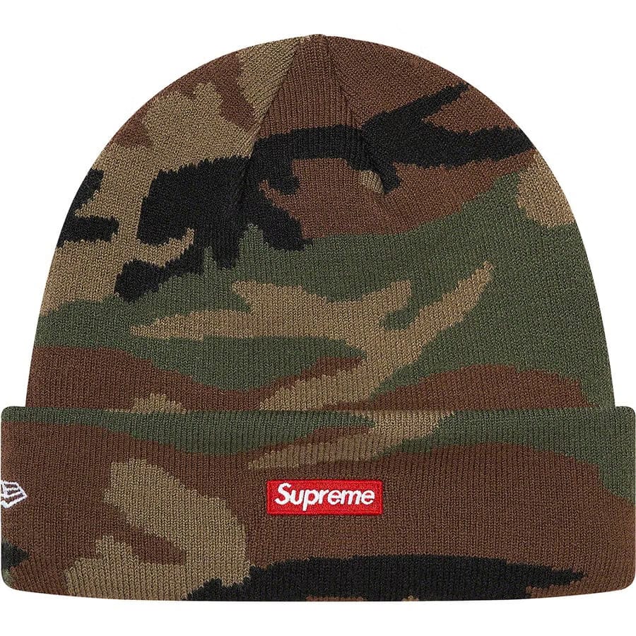 Supreme x New Era x Swarovski S Logo Beanie Woodland Camo