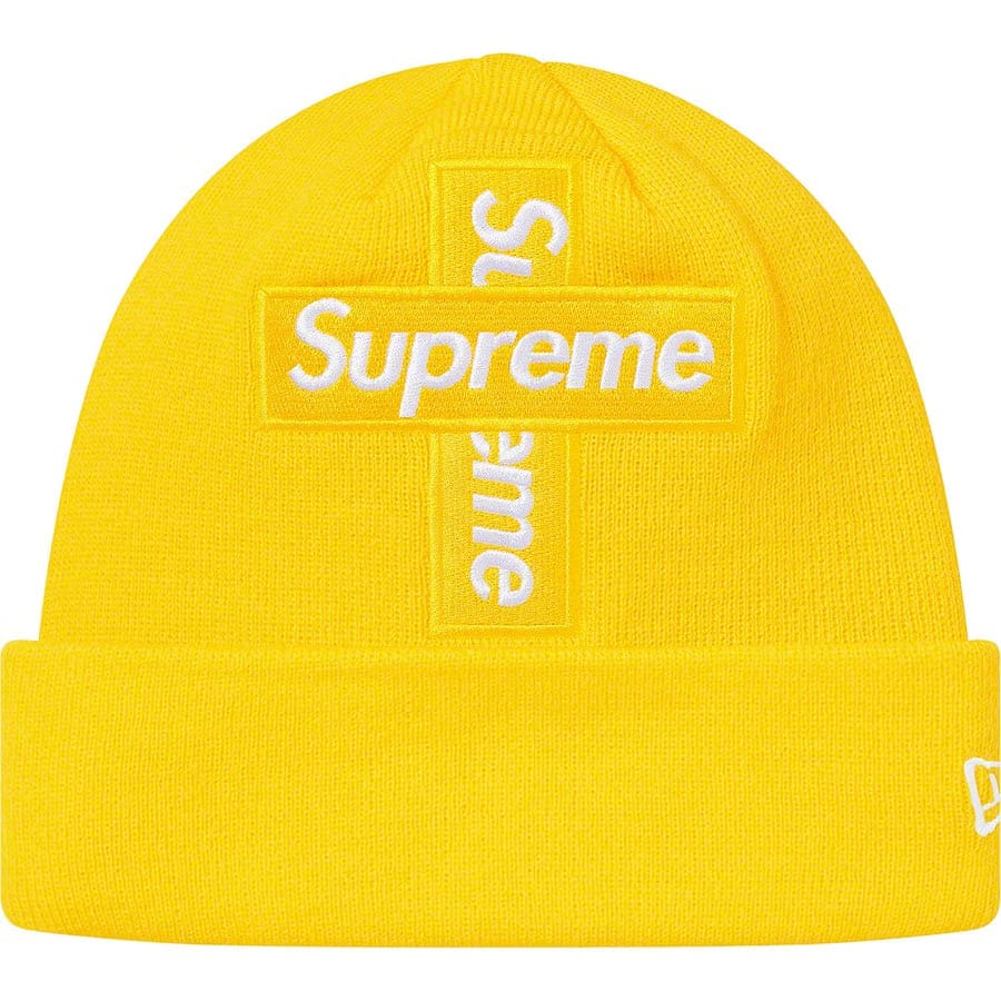 Supreme New Era Cross Box Logo Beanie Lemon