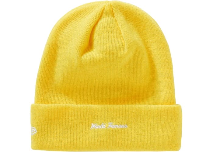 Supreme New Era Cross Box Logo Beanie Lemon
