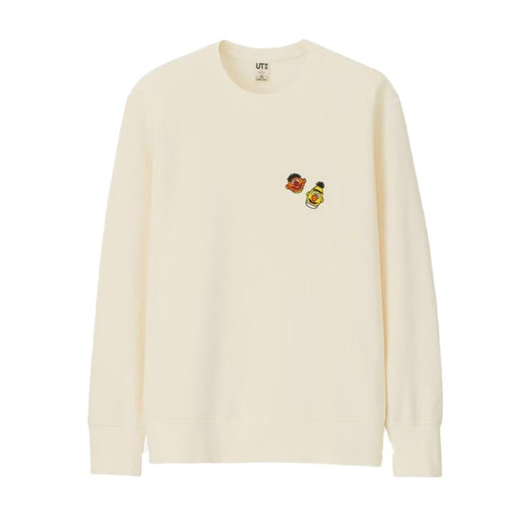 KAWS x Uniqlo x Sesame Street Bert & Ernie Heads Sweatshirt Natural