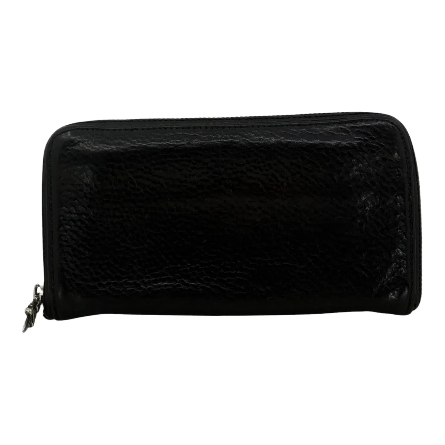 Chrome Hearts Black Triple Cross Leather Zip Wallet
