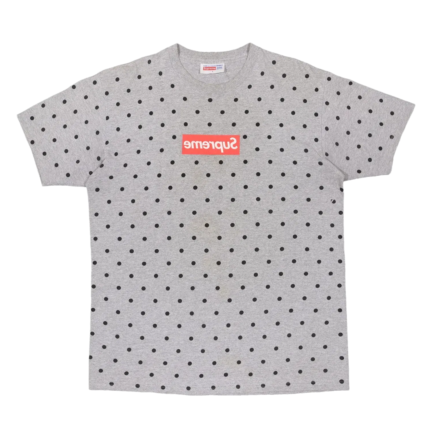 Supreme x Comme Des Garcons CDG SS12 Box Logo T-Shirt Heather Grey Polka Dot