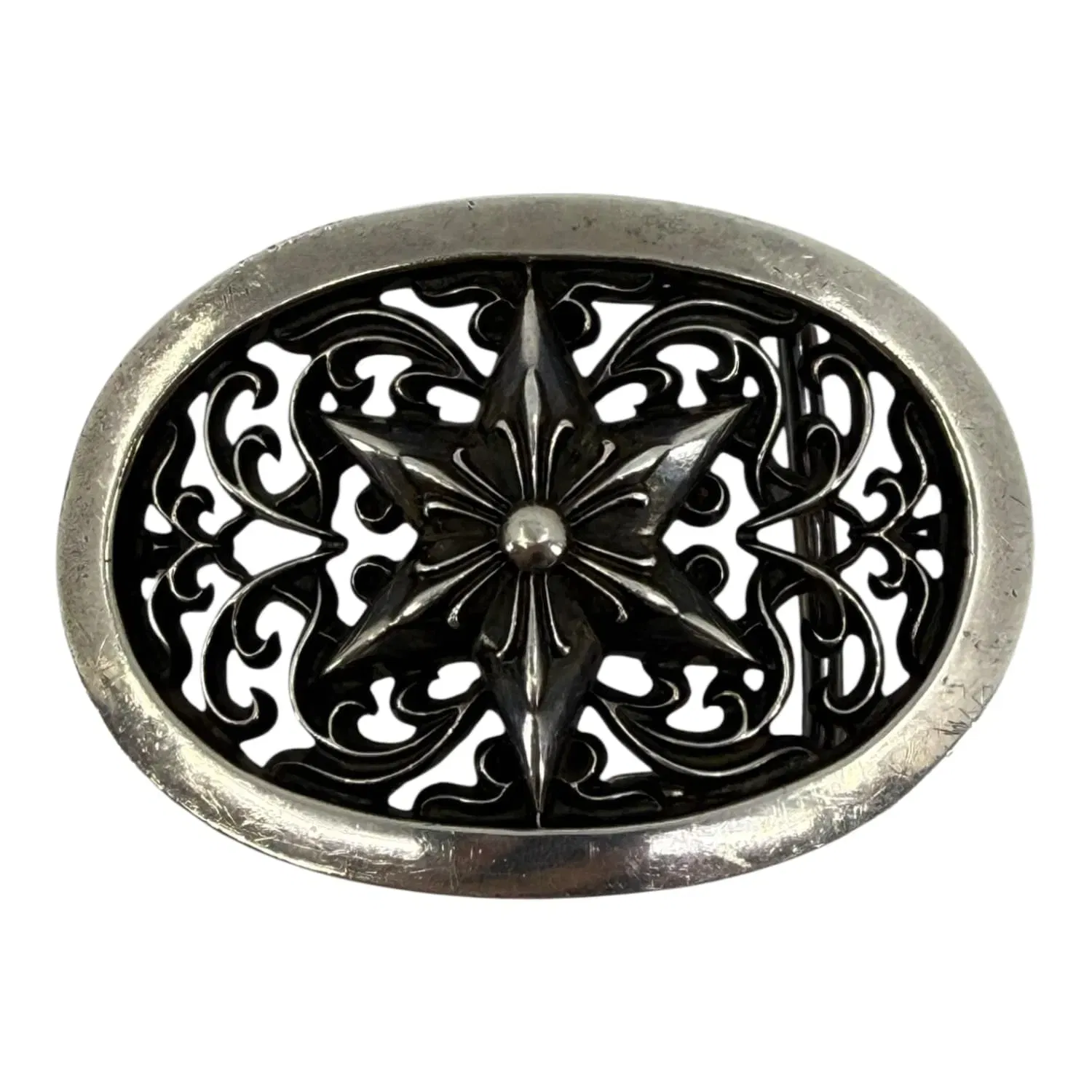 Chrome Hearts Silver Oval Star Belt Buckle
