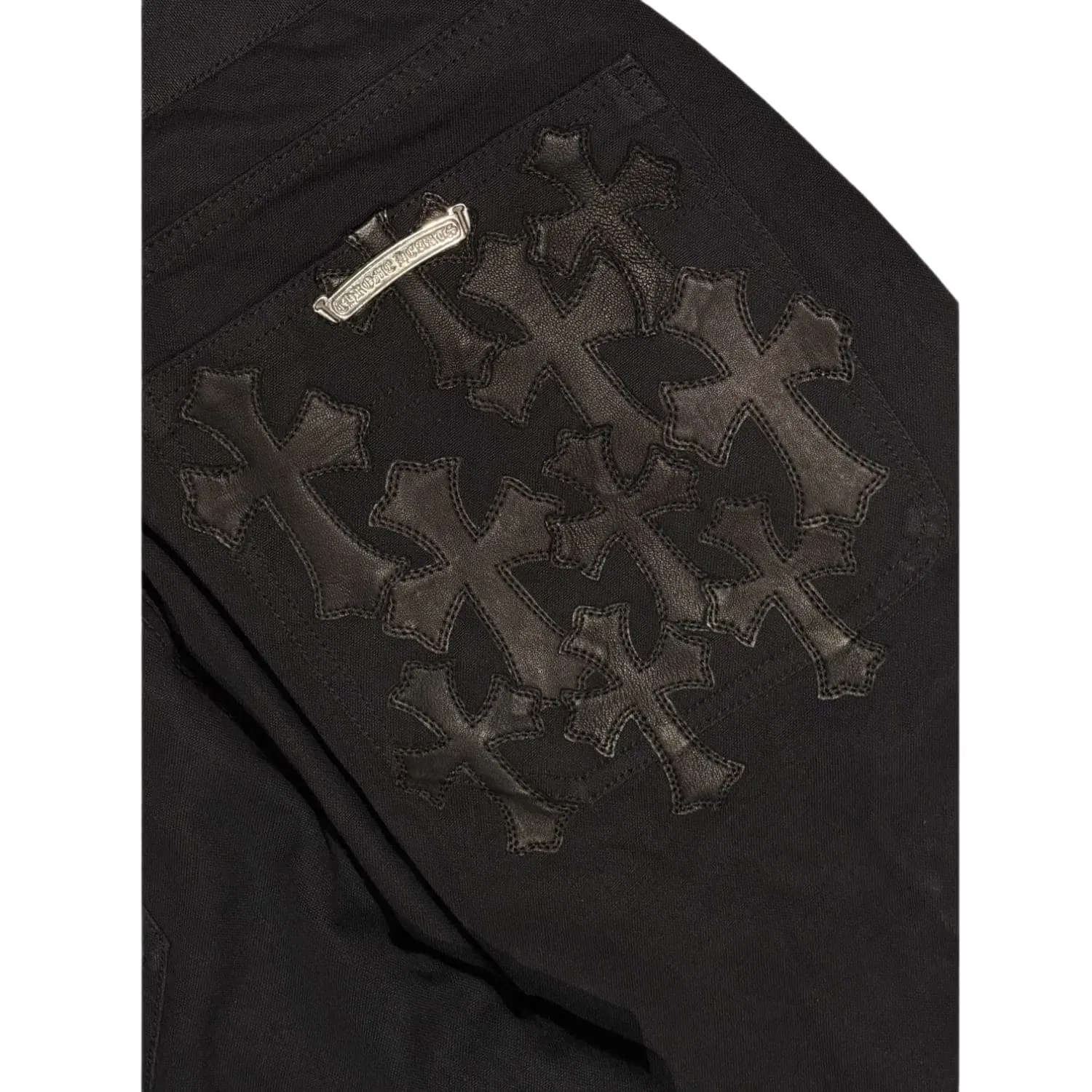 Chrome Hearts Cross Patch Double Knee Carpenter Pants Black
