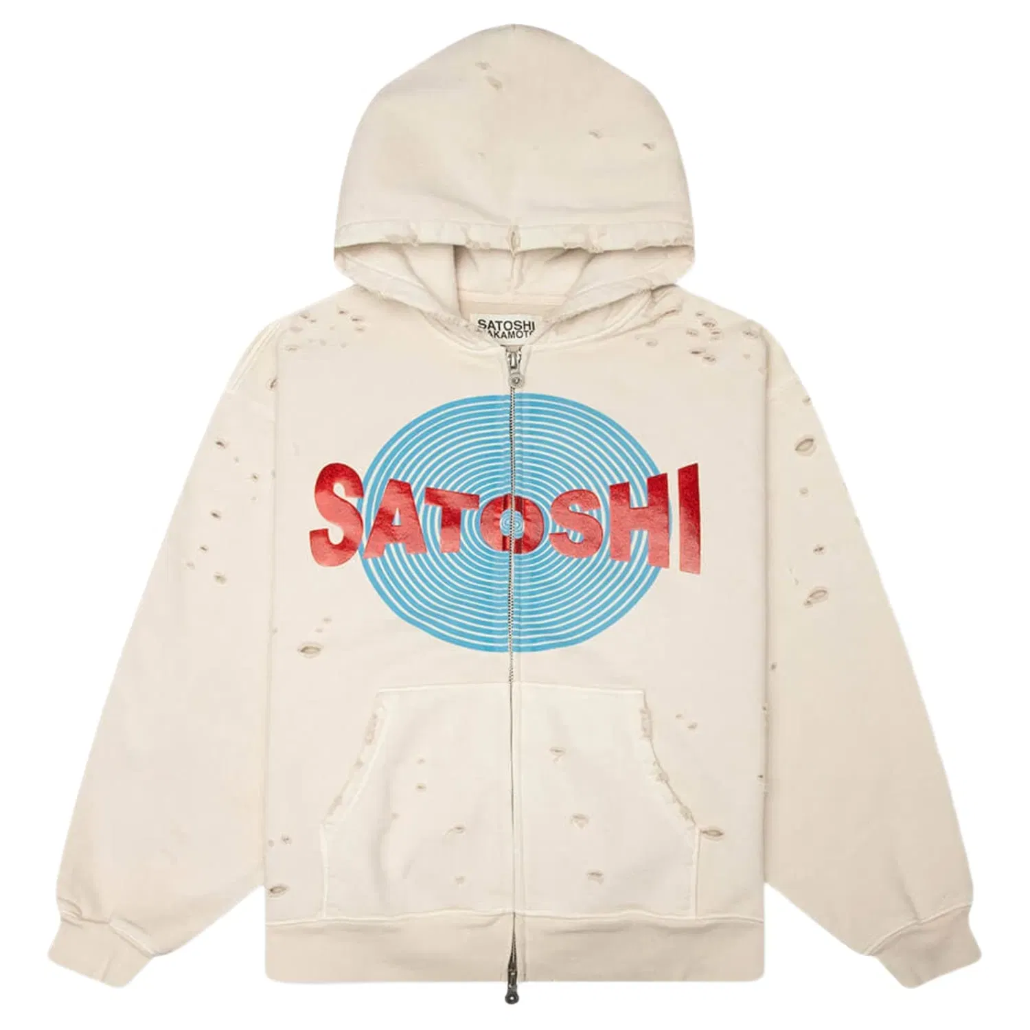 Satoshi Nakamoto Motoslug Zip Hoodie Vintage White