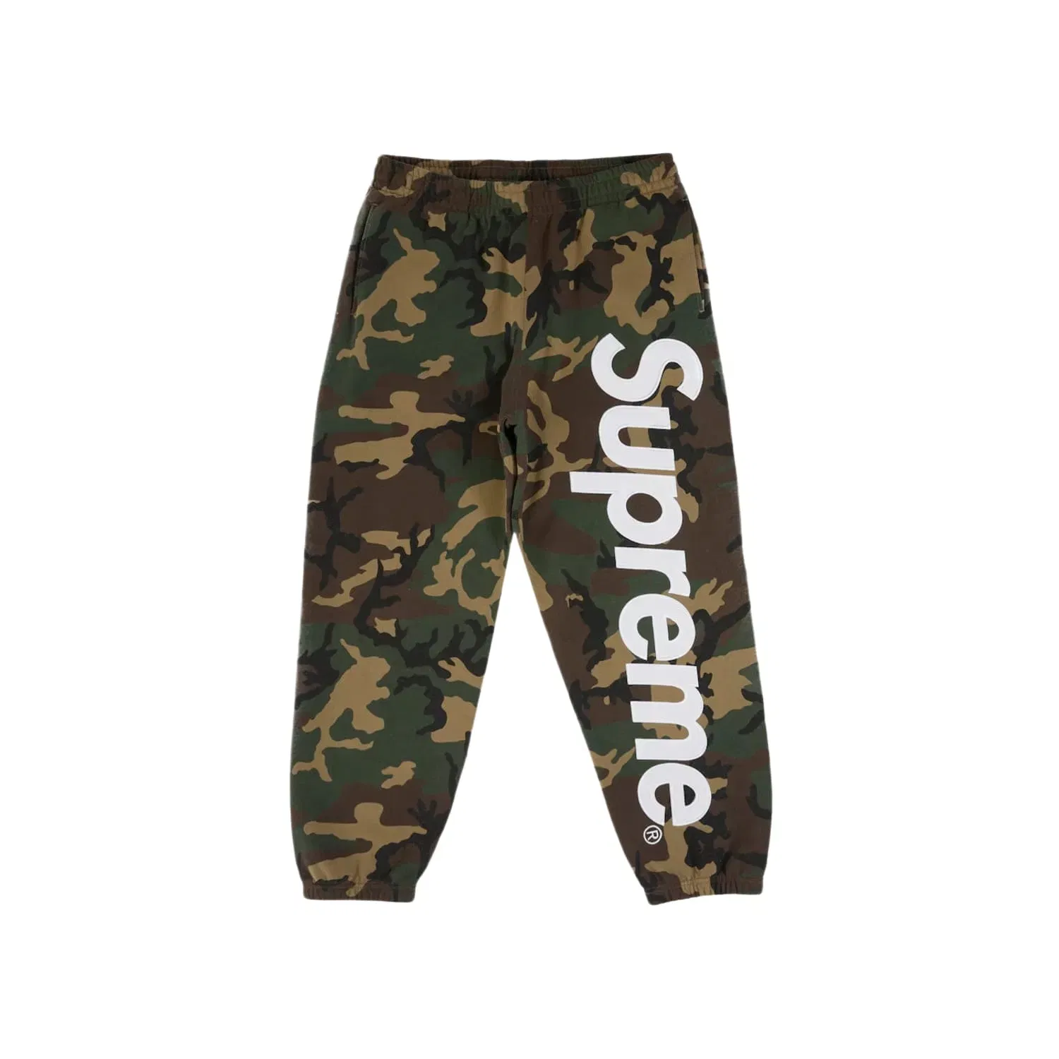 Supreme Satin Applique Sweatpant (SS26) Woodland Camo