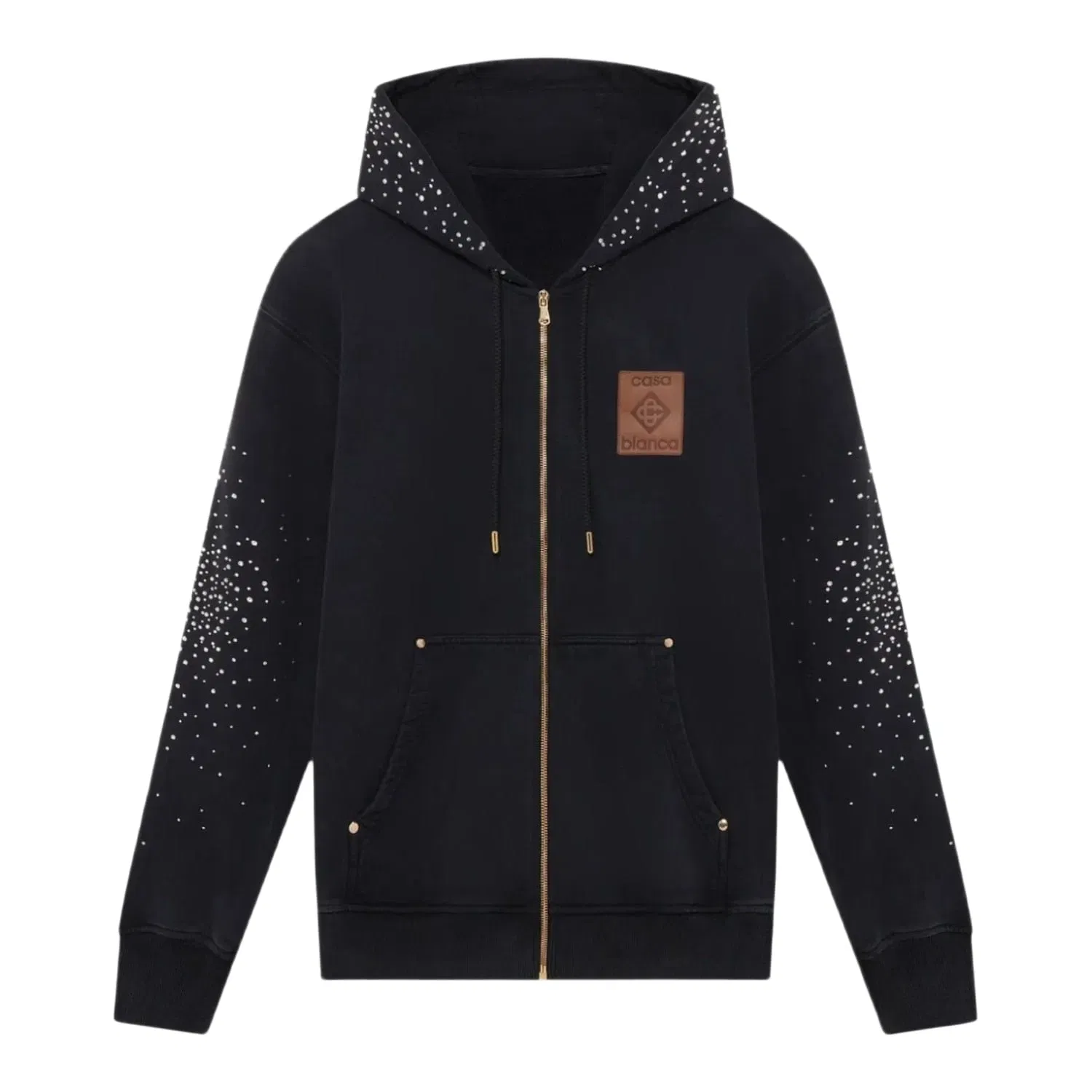 Casablanca La Prémonition Crystal Embellished Zip Hooded Sweatshirt