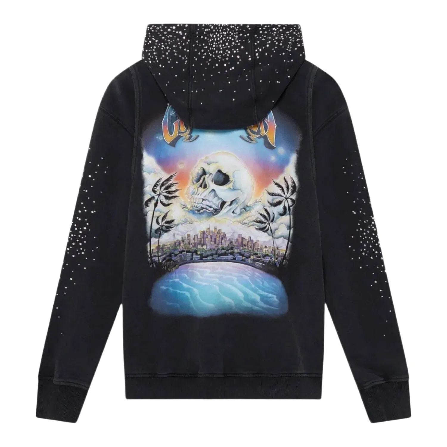 Casablanca La Prémonition Crystal Embellished Zip Hooded Sweatshirt