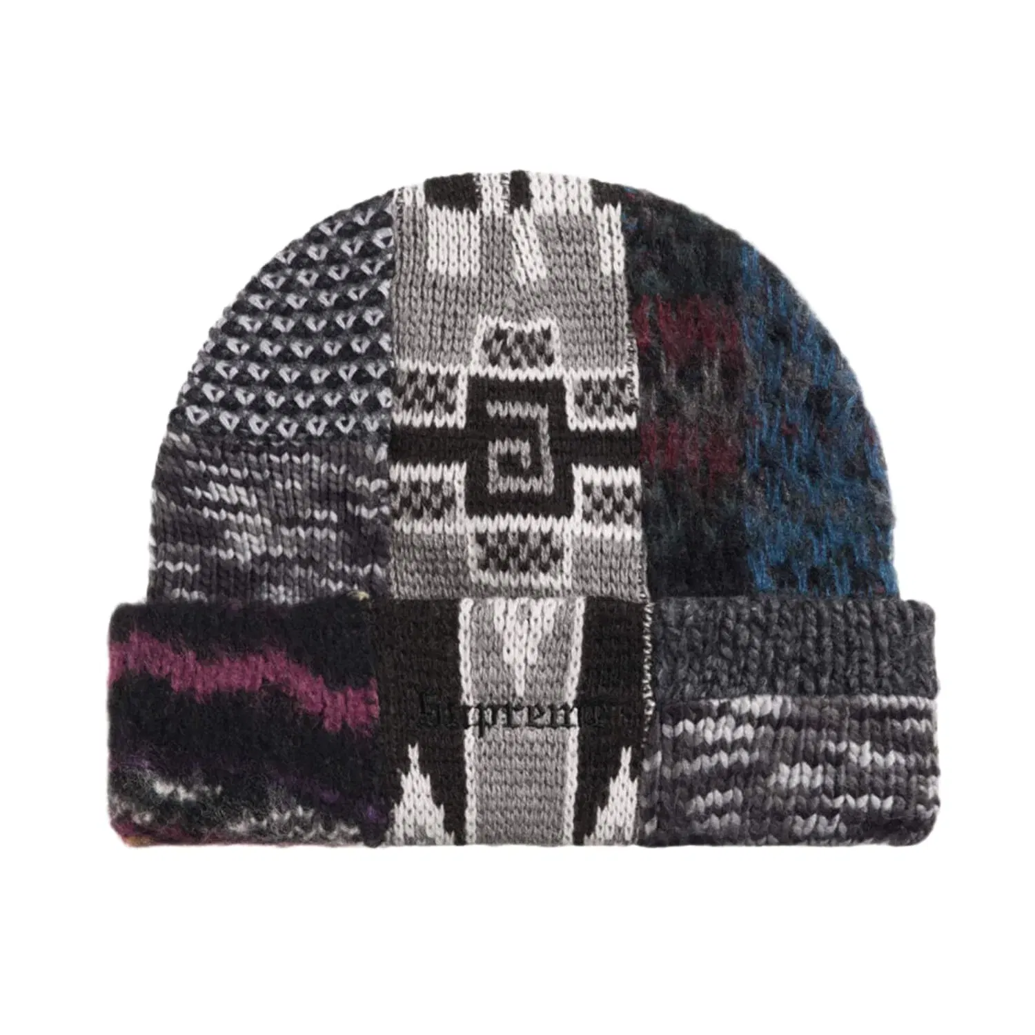 Supreme Patchwork Beanie Grey
