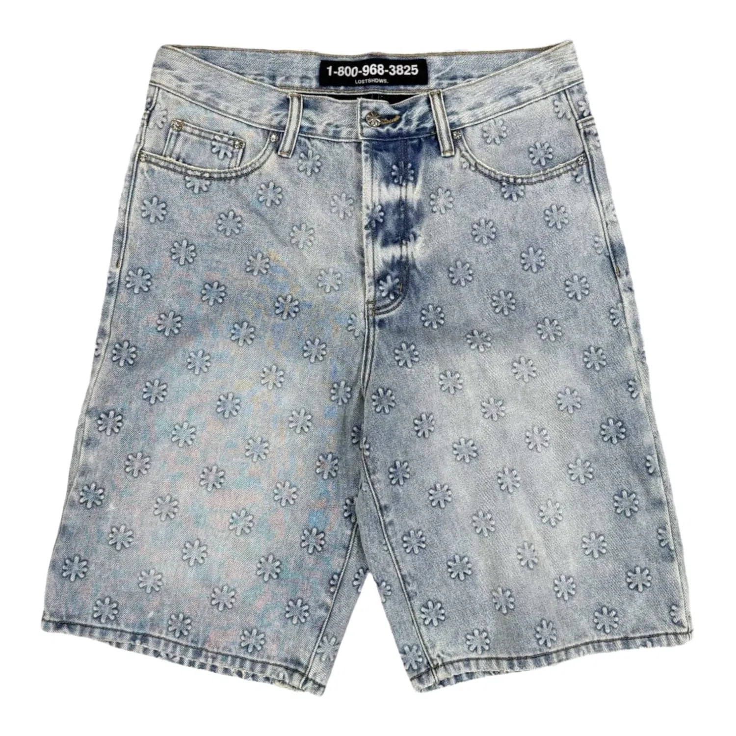Lost Shdws LostShdws Embossed Jean Shorts Blue