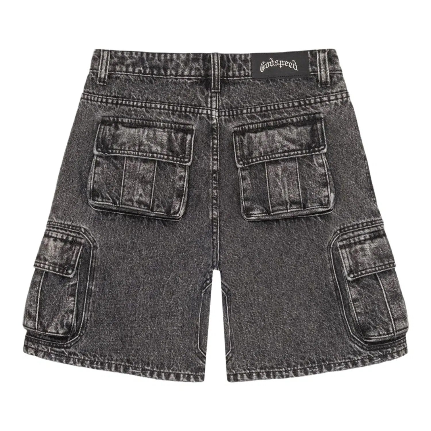 Godspeed Octagon Cargo Denim Shorts (Grey Wash)