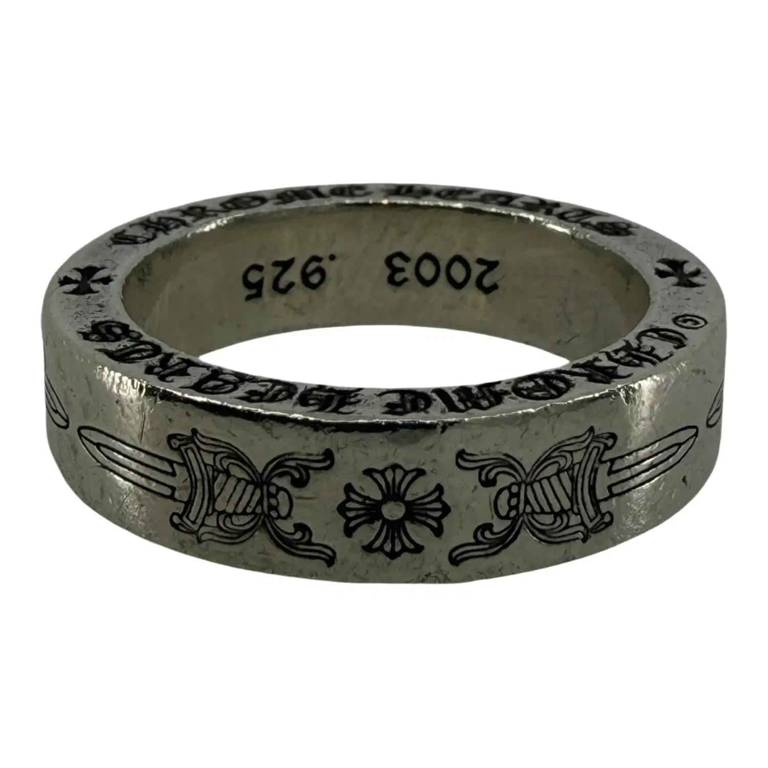 Chrome Hearts Silver Dagger Spacer Ring - US Size 9