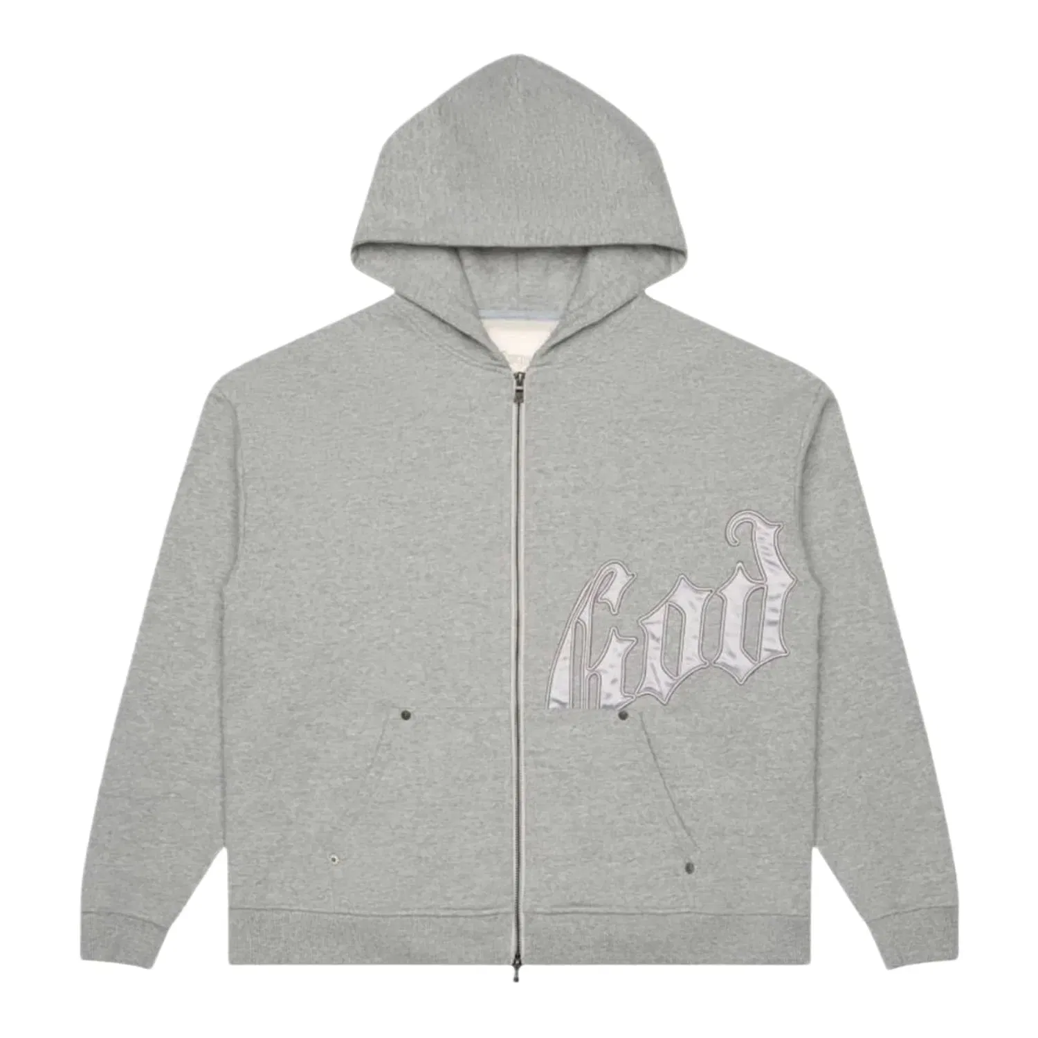 Godspeed OG Logo V2 Zip Up Hoodie Grey/Silver Satin