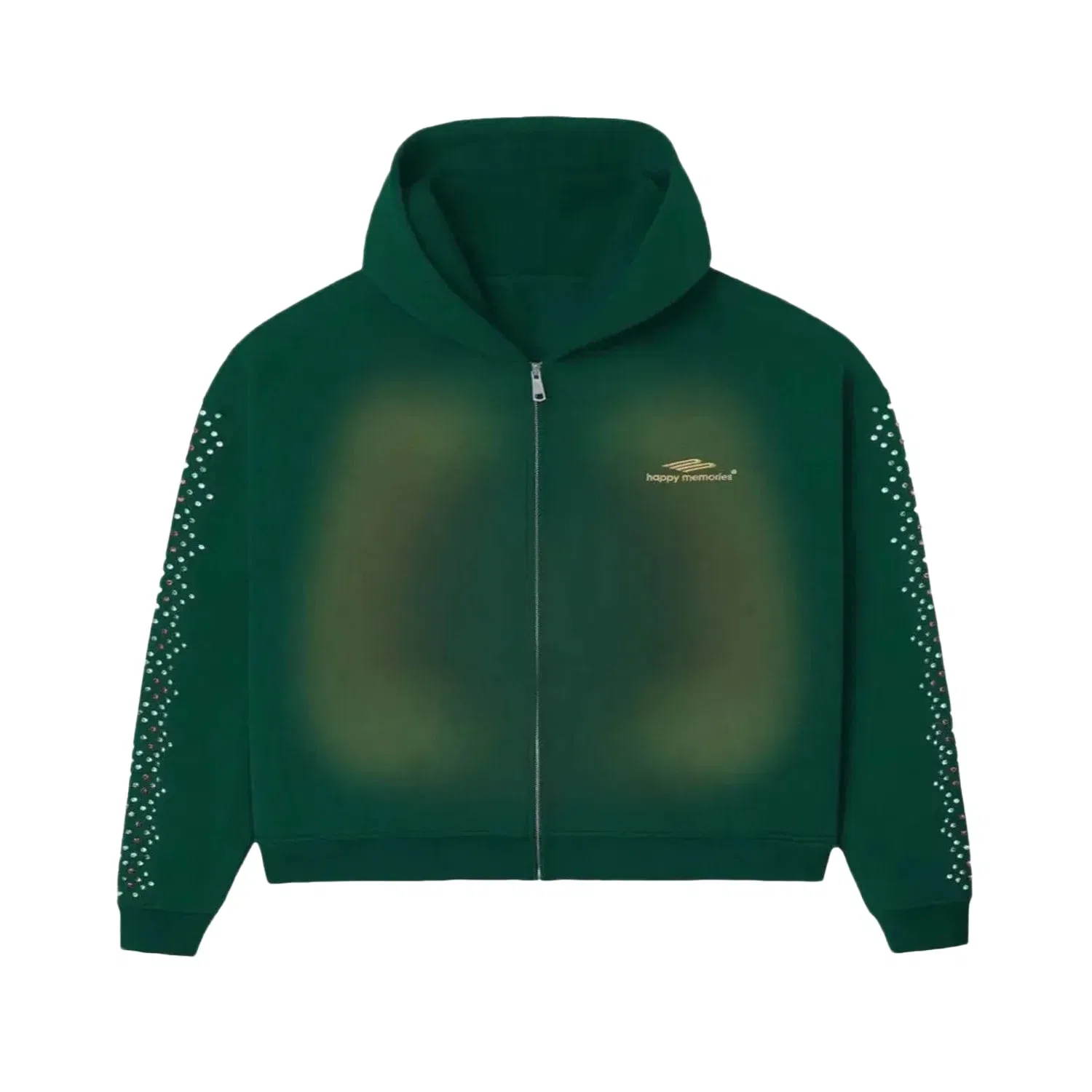 Happy Memories Don't Die HMDD Crystal Zip Up Hoodie Green