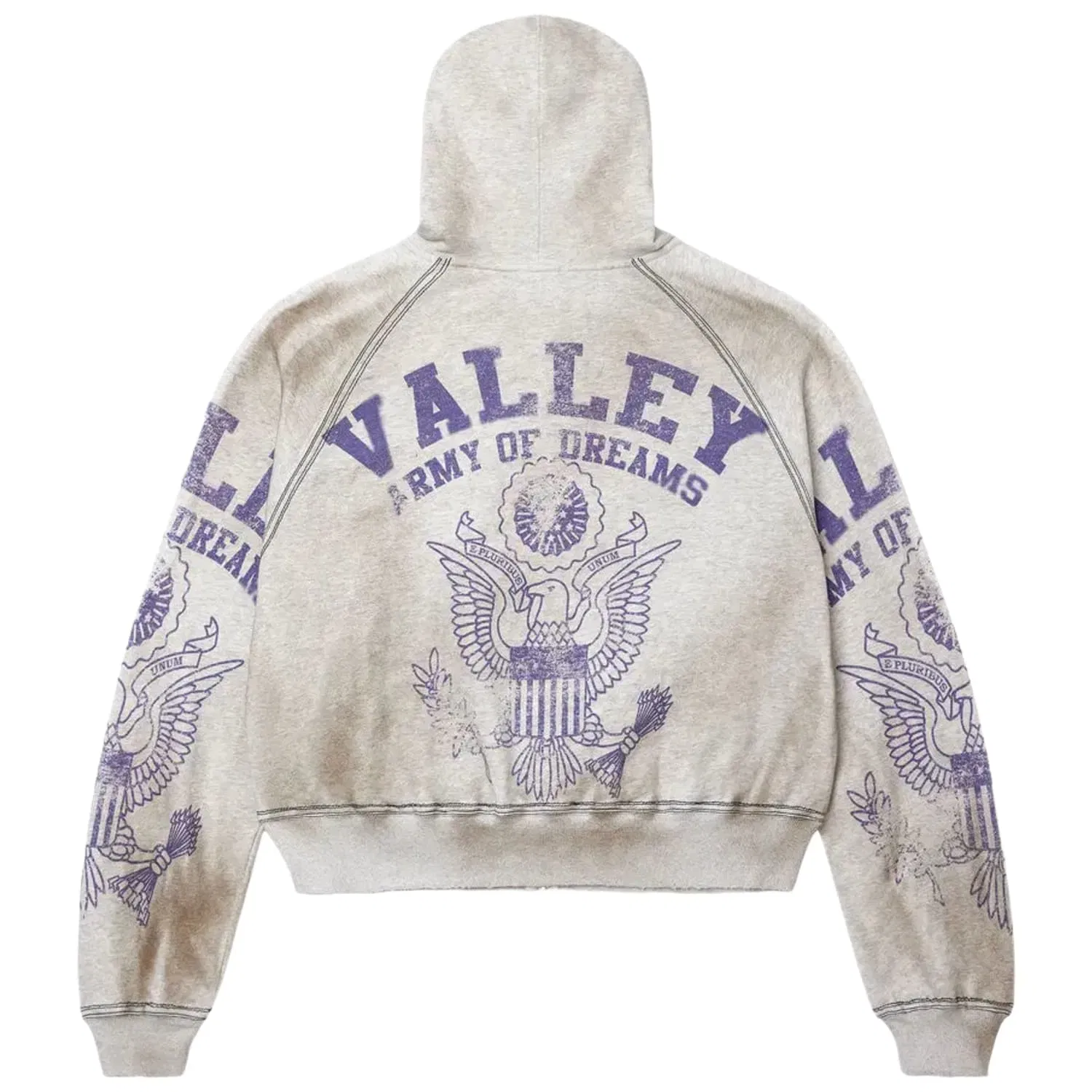 Vale Forever Army Zip Up Hoodie Grey