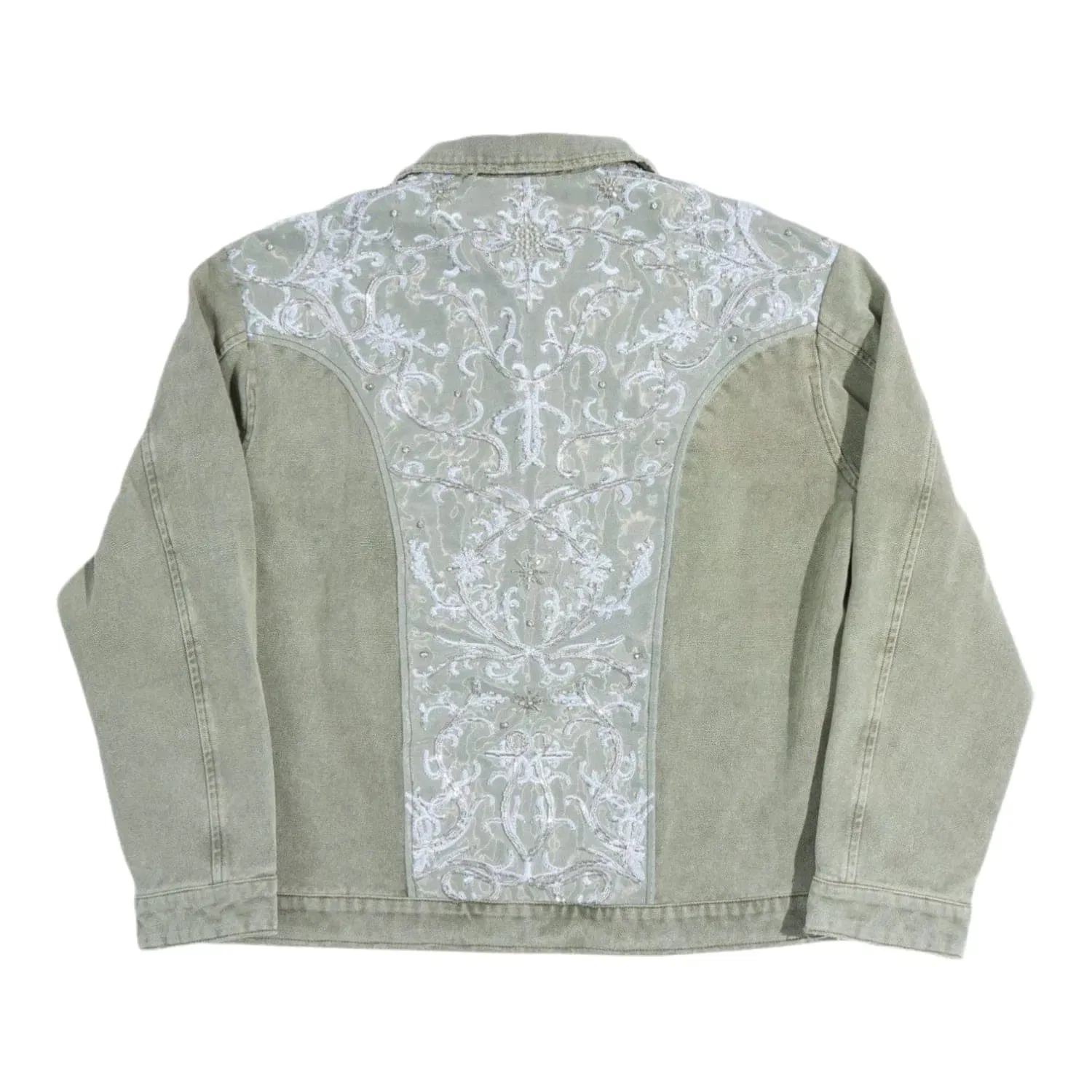 Birth Of Royal Child Beaded Embroidery Workwear Jacket Green