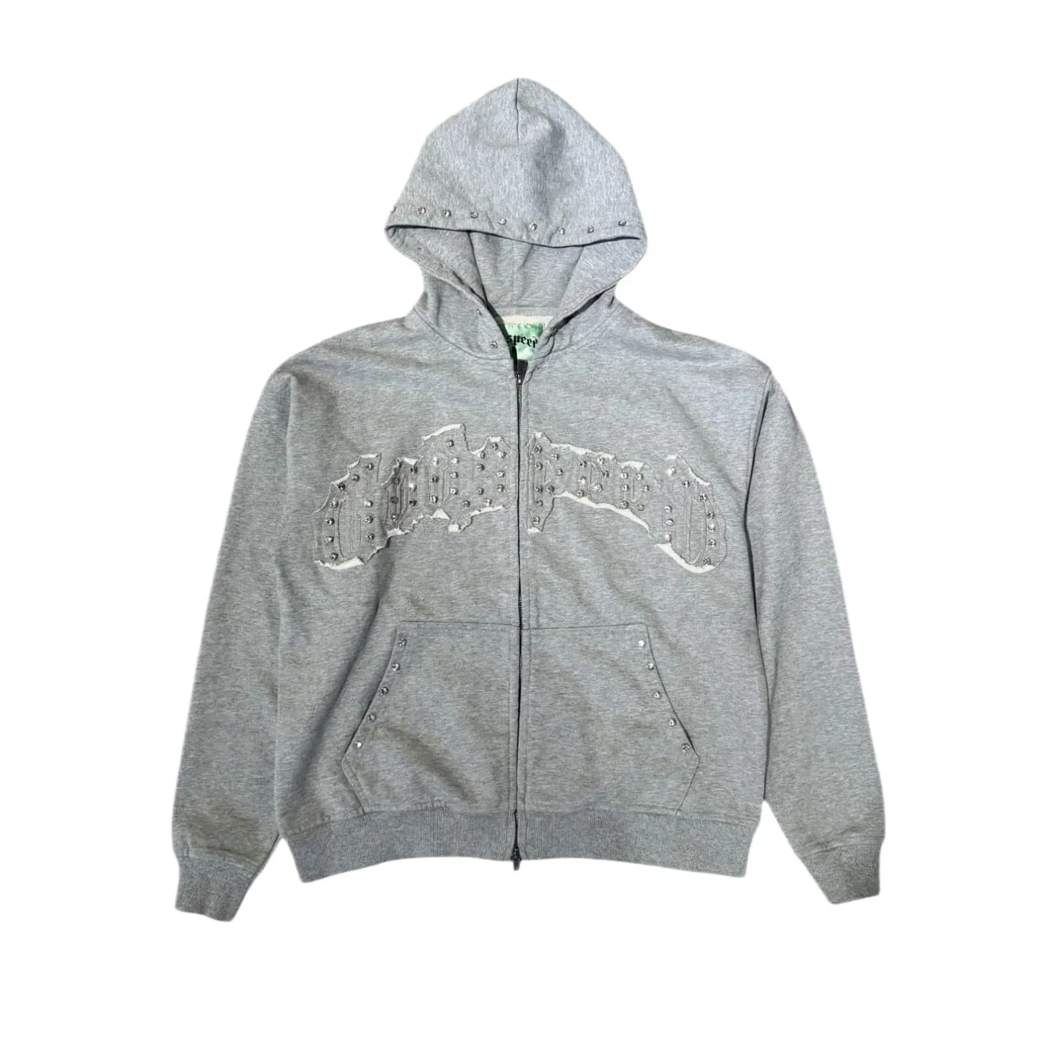 Godspeed Symmetric Studded Zip Up Hoodie Grey VVS