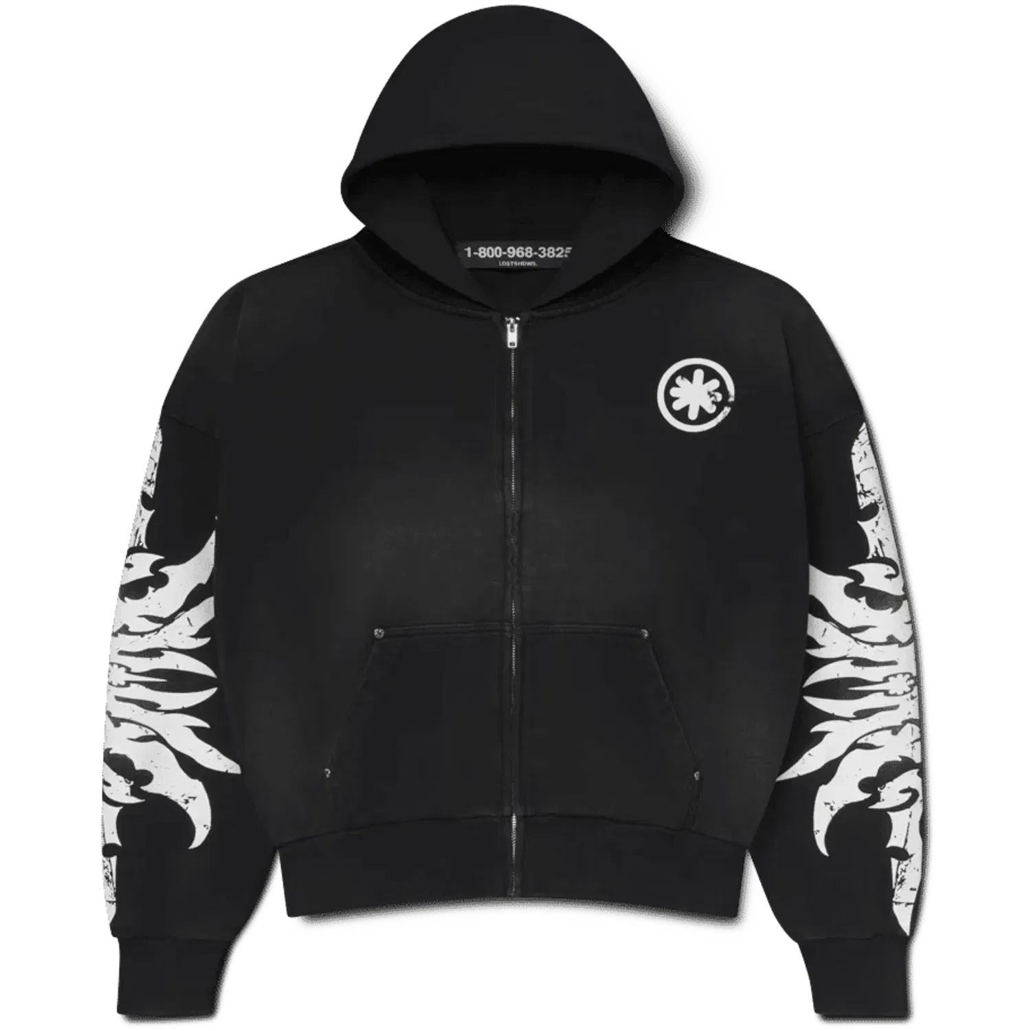Lost Shdws LostShdws Complex Con Exclusive Acid Wash Zip Up Hoodie Black