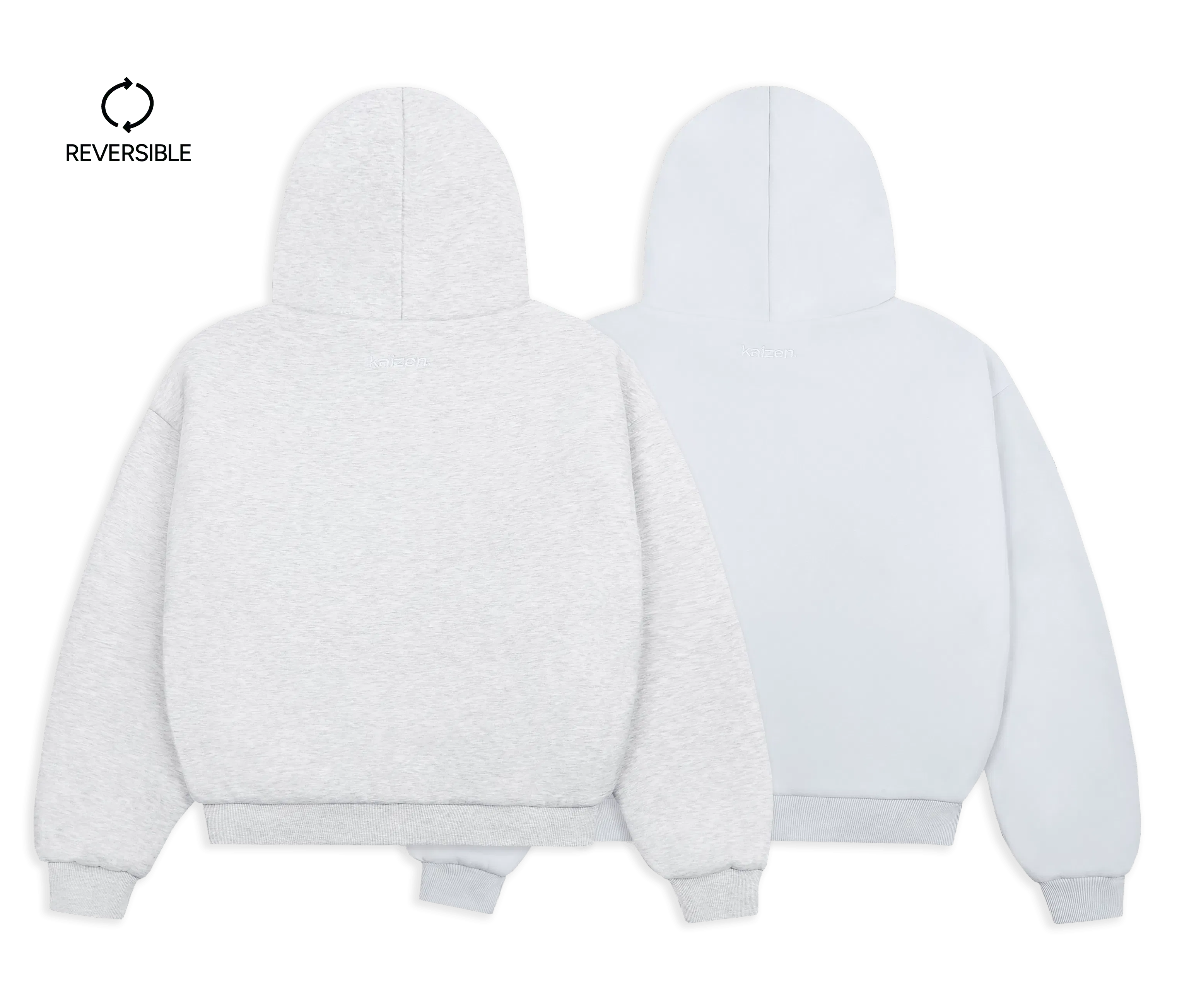 KAIZEN MARKET GREY/STONE REVERSIBLE ZIP HOODIE - 3RD ANNIVERSARY