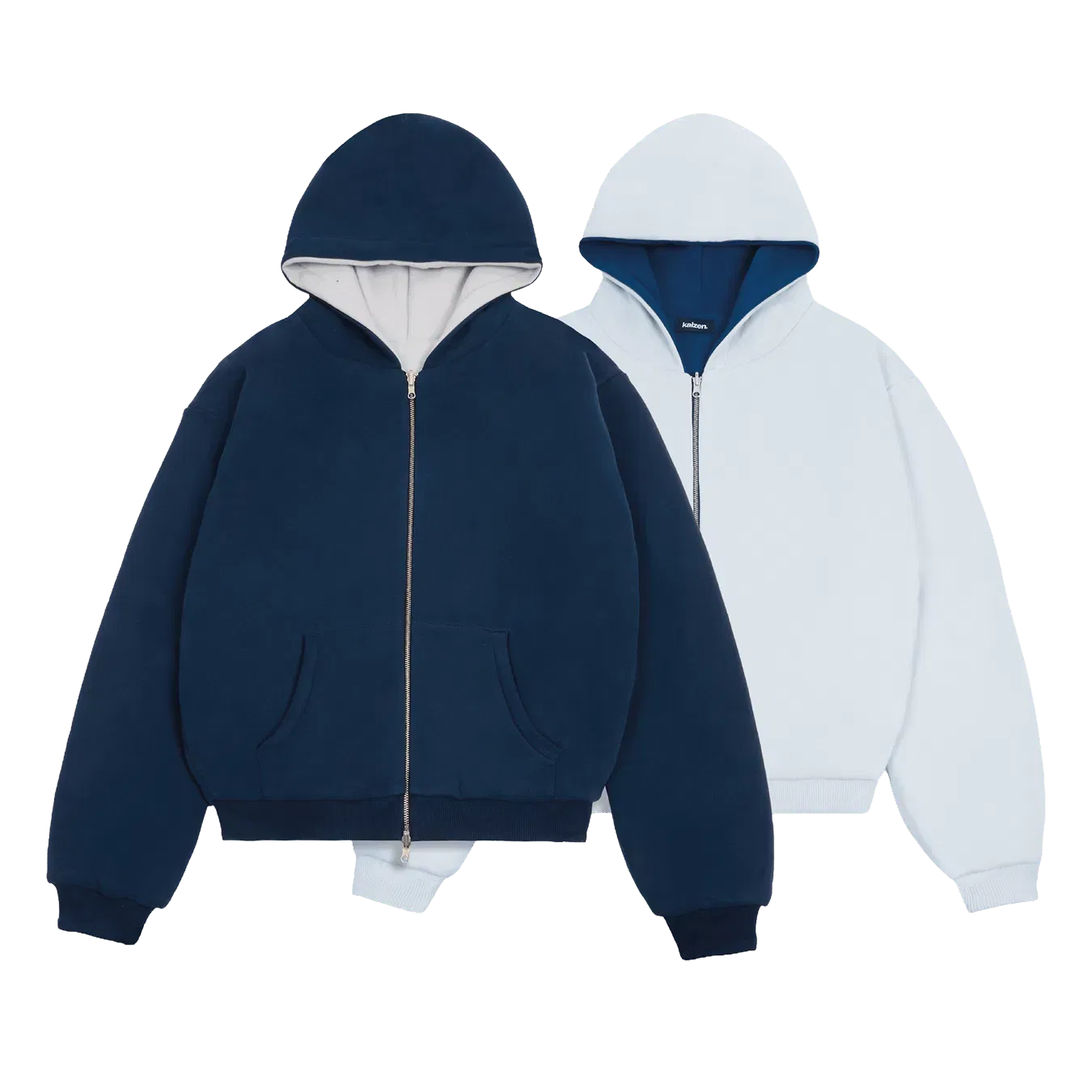 KAIZEN MARKET NAVY/STONE REVERSIBLE ZIP HOODIE