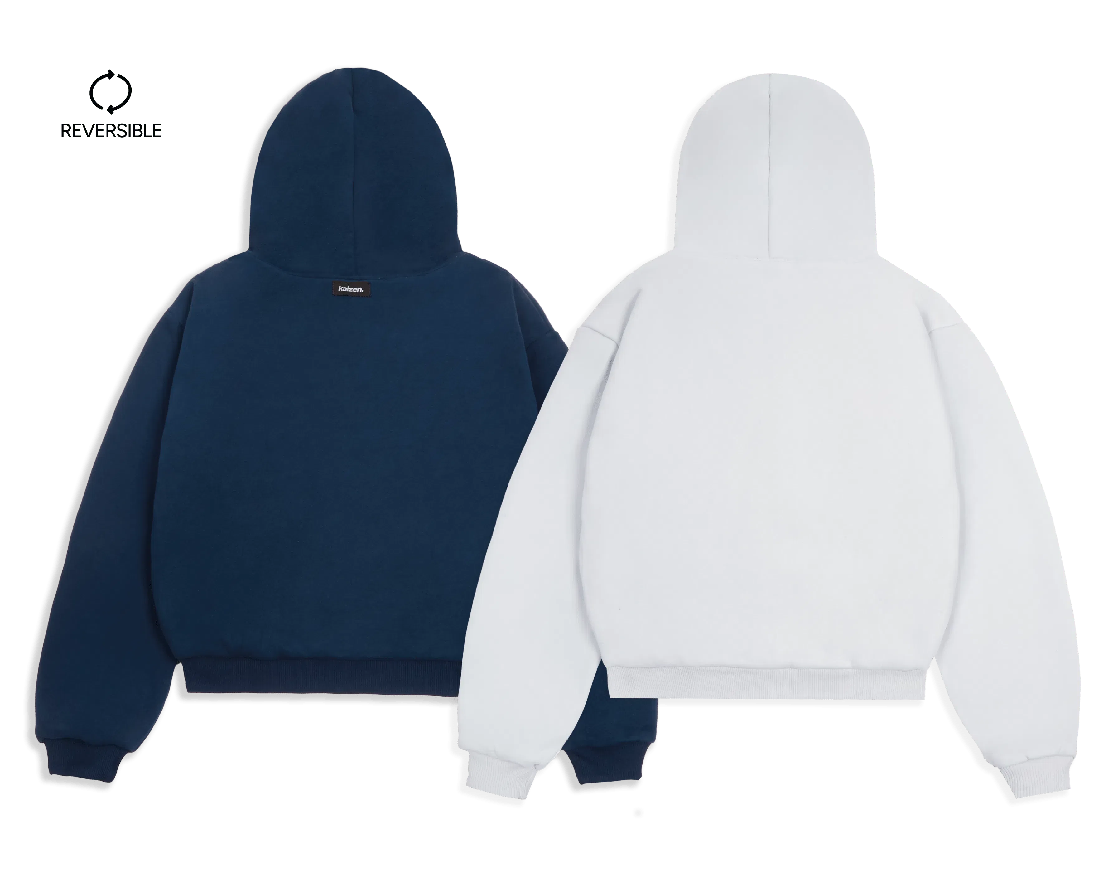 KAIZEN MARKET NAVY/STONE REVERSIBLE ZIP HOODIE