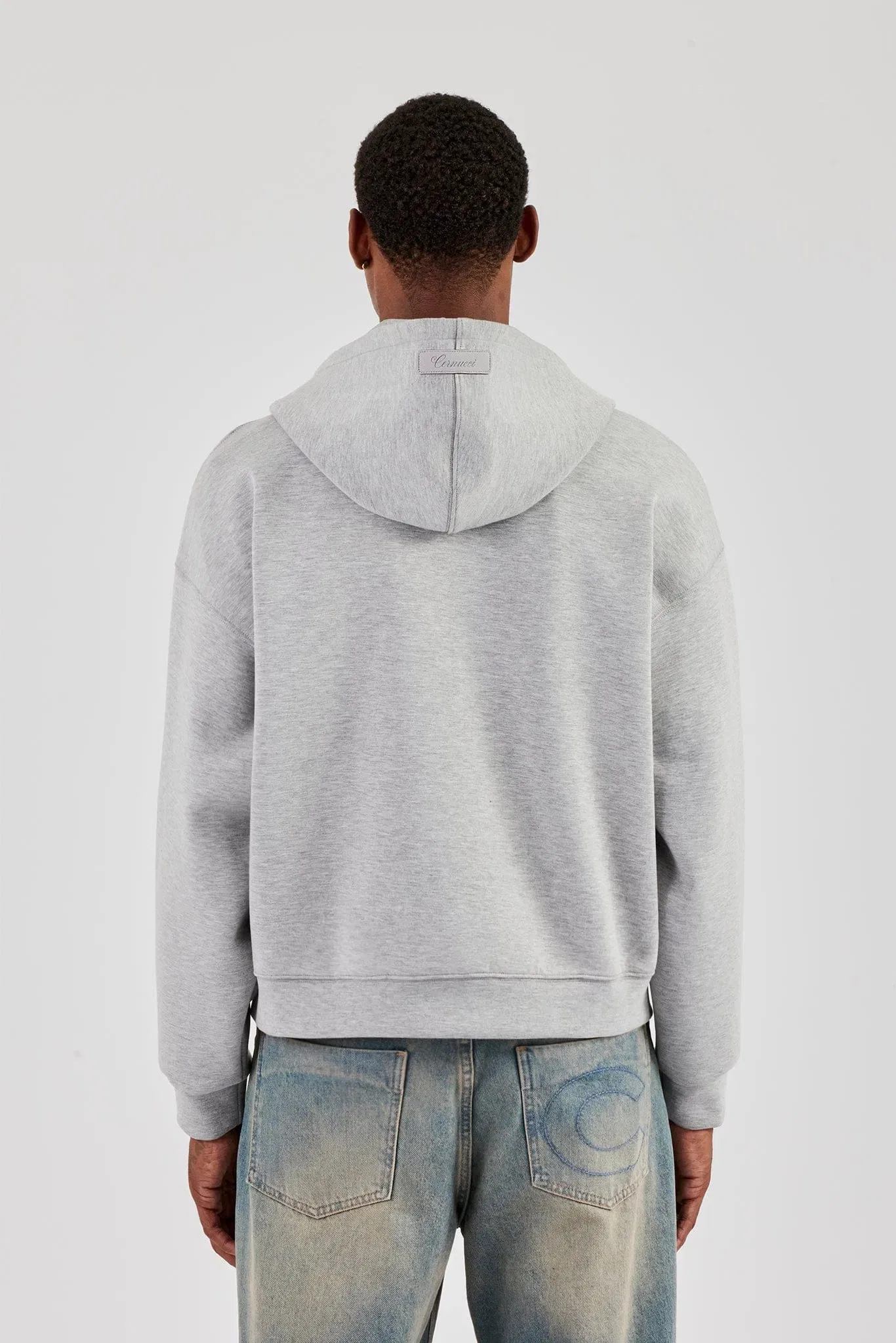 Cernucci Scuba Zip Through Boxy Hoodie - Grey