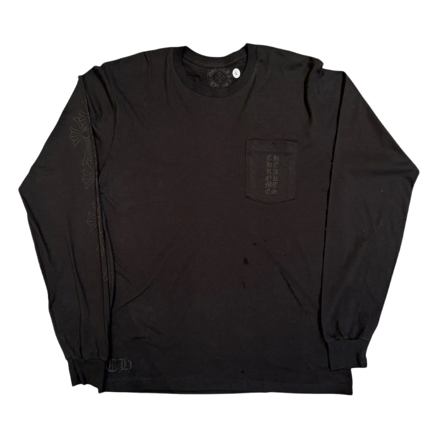 Chrome Hearts Miami Exclusive Cemetery Vertical Logo L/S Shirt Black