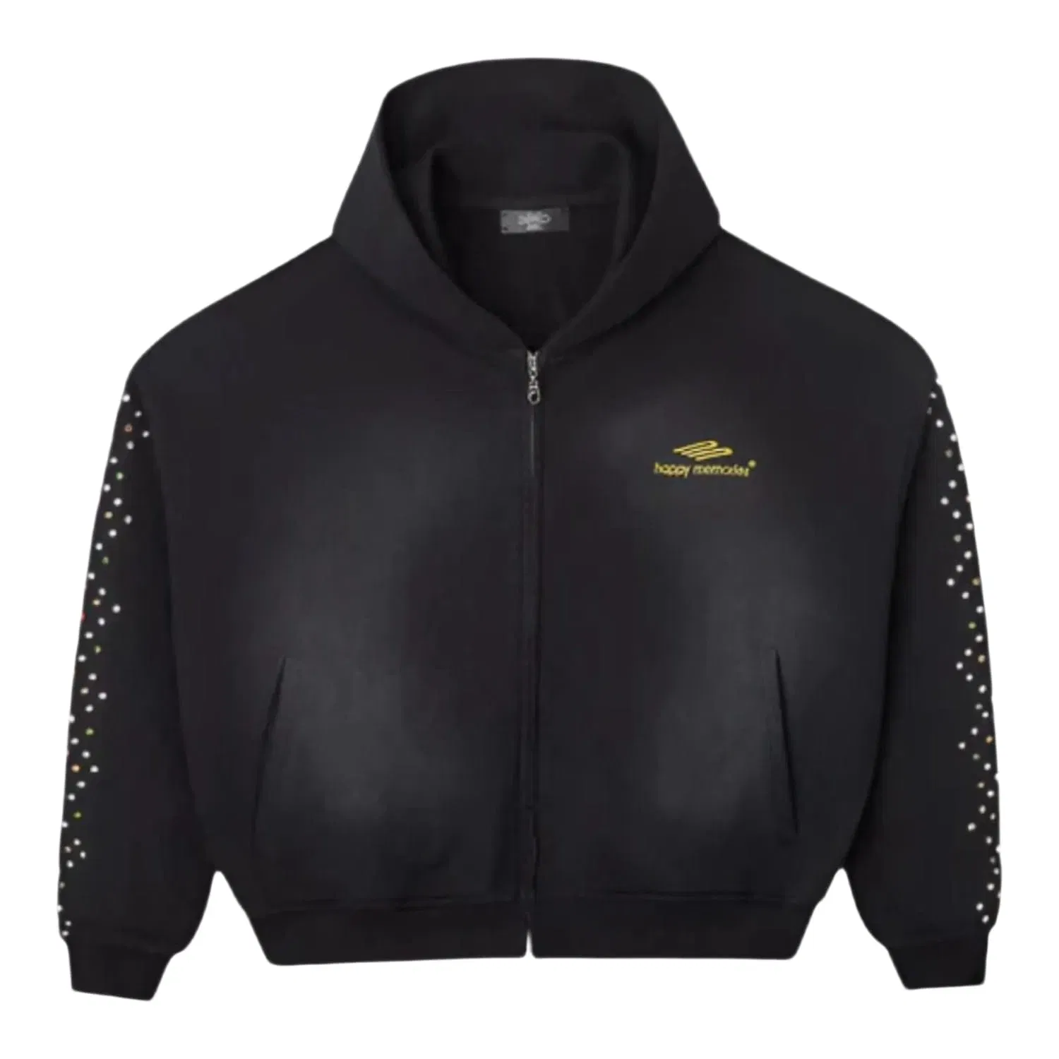 Happy Memories Don't Die HMDD Crystal Zip Up Hoodie Black