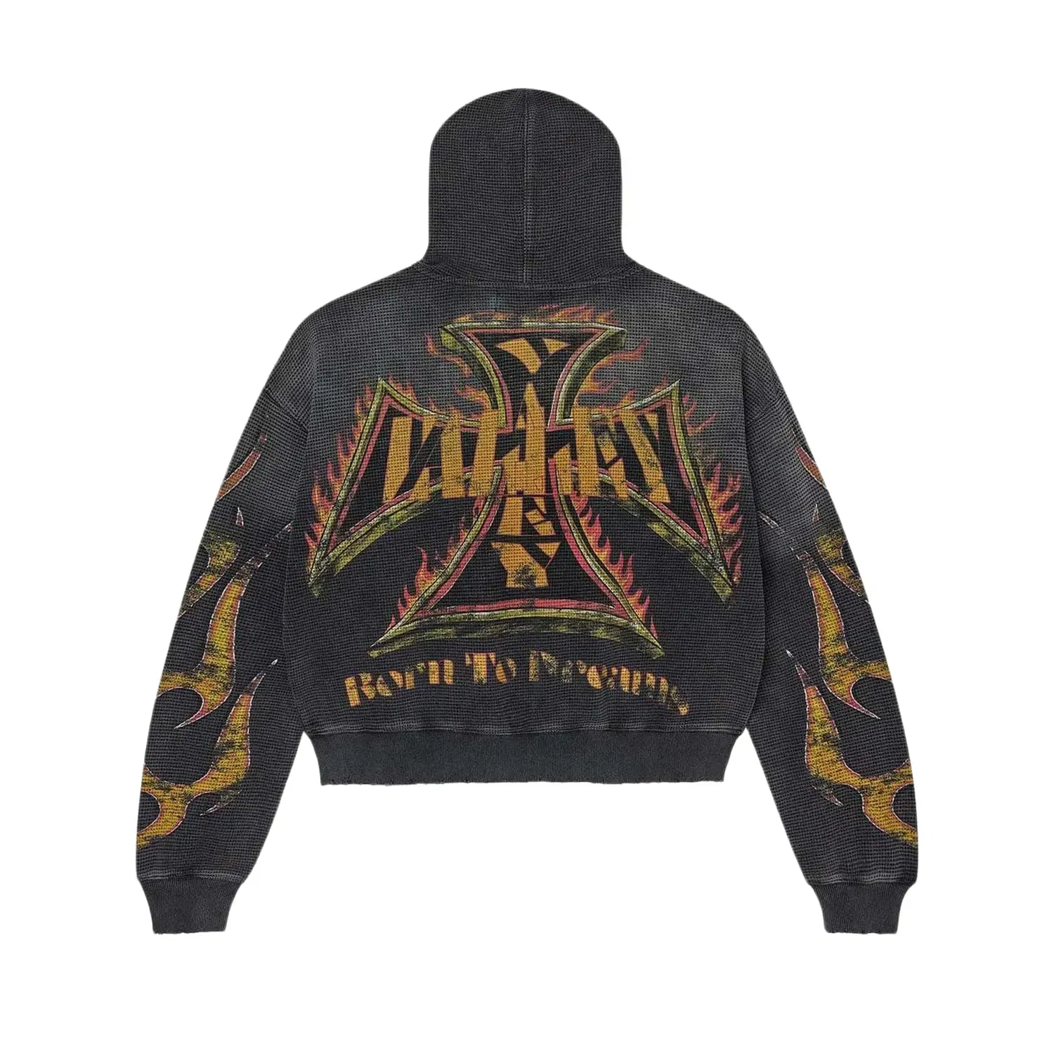 Vale Forever Reborn Waffle Zip Up Hoodie Black