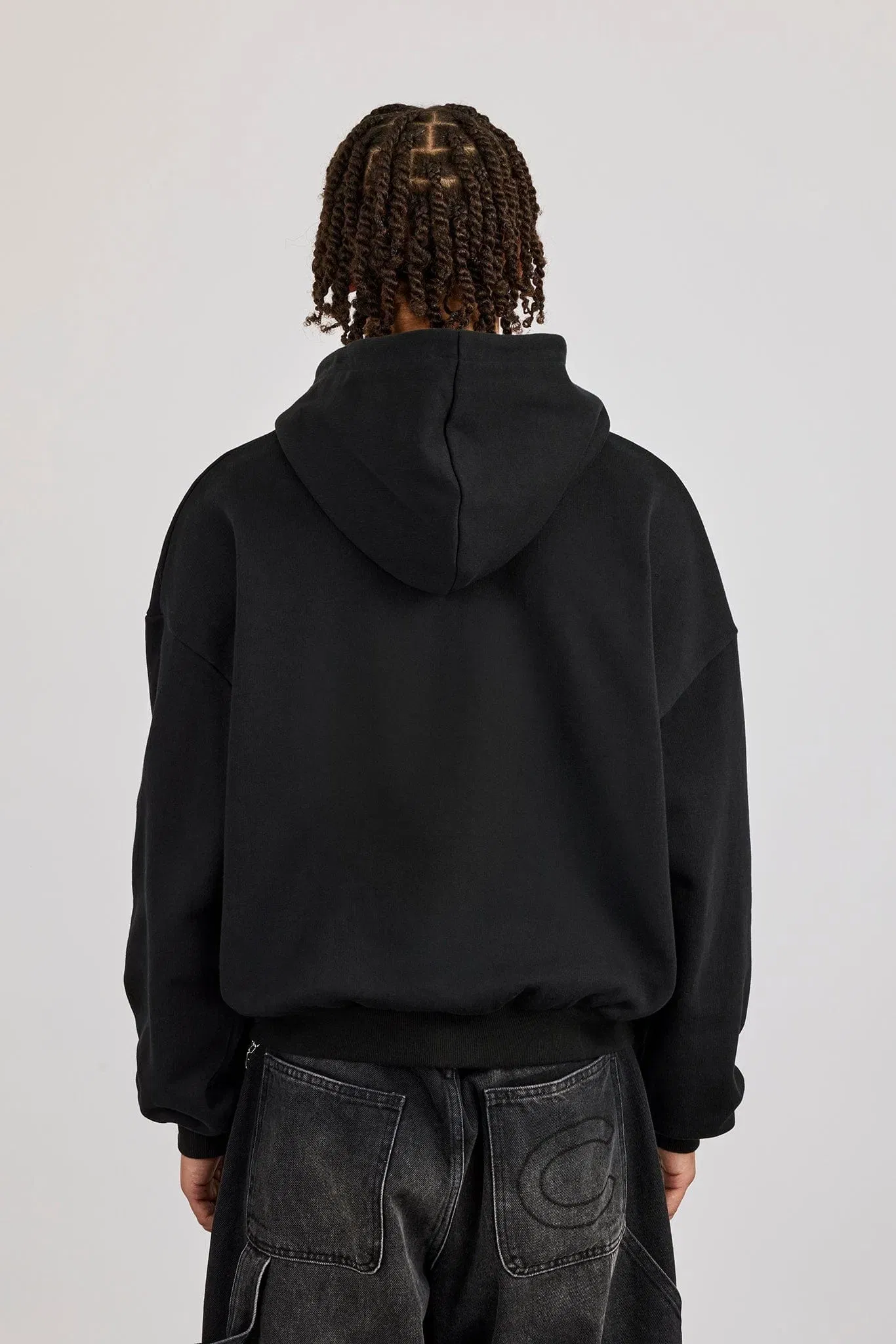 Cernucci Rhinestone Logo Zip Hoodie - Black