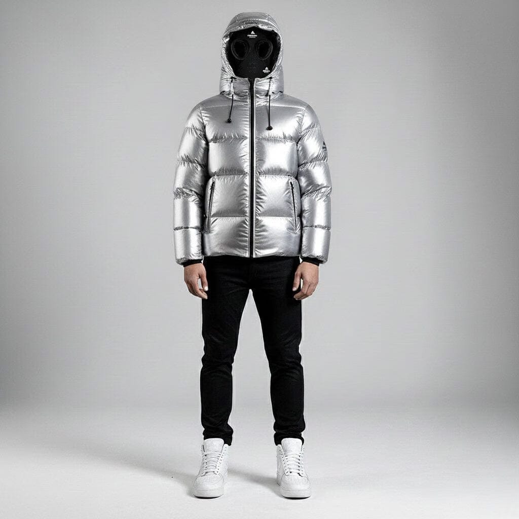 Helvetica Mountain Pioneers Cosmos Hooded Down Jacket - Silver
