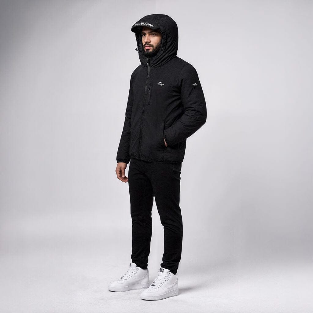 Helvetica Mountain Pioneers Eyeblock Hooded Windbreaker Jacket