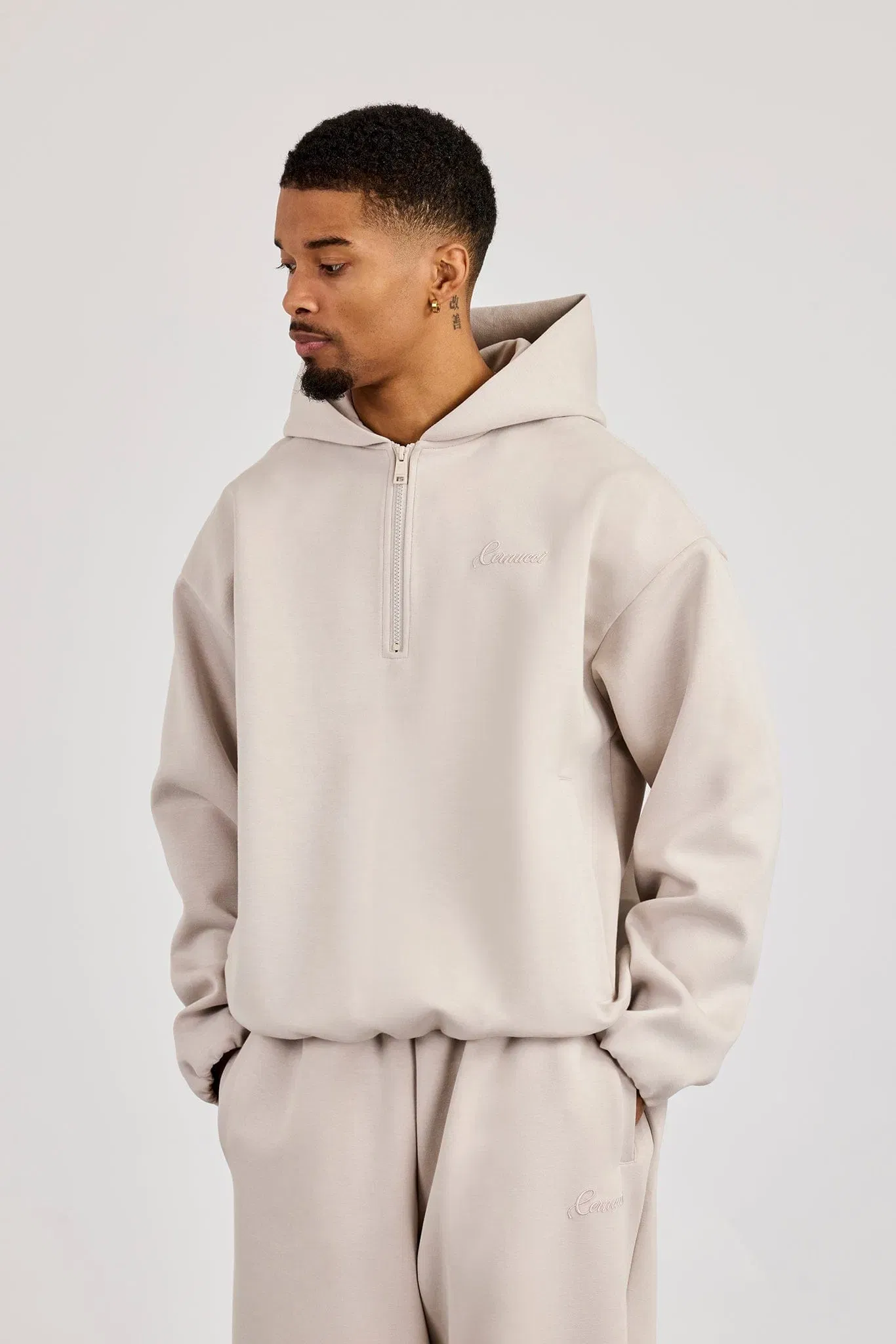Cernucci Scuba Half Zip Hoodie - Light Grey