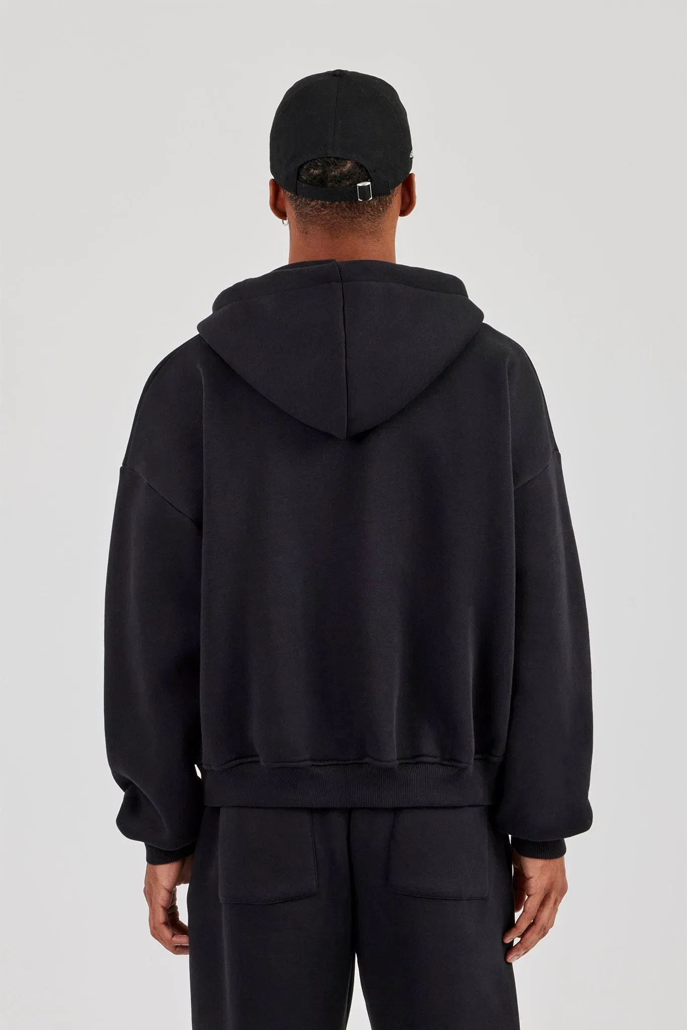 Cernucci Logo Tab Zip Hoodie Black