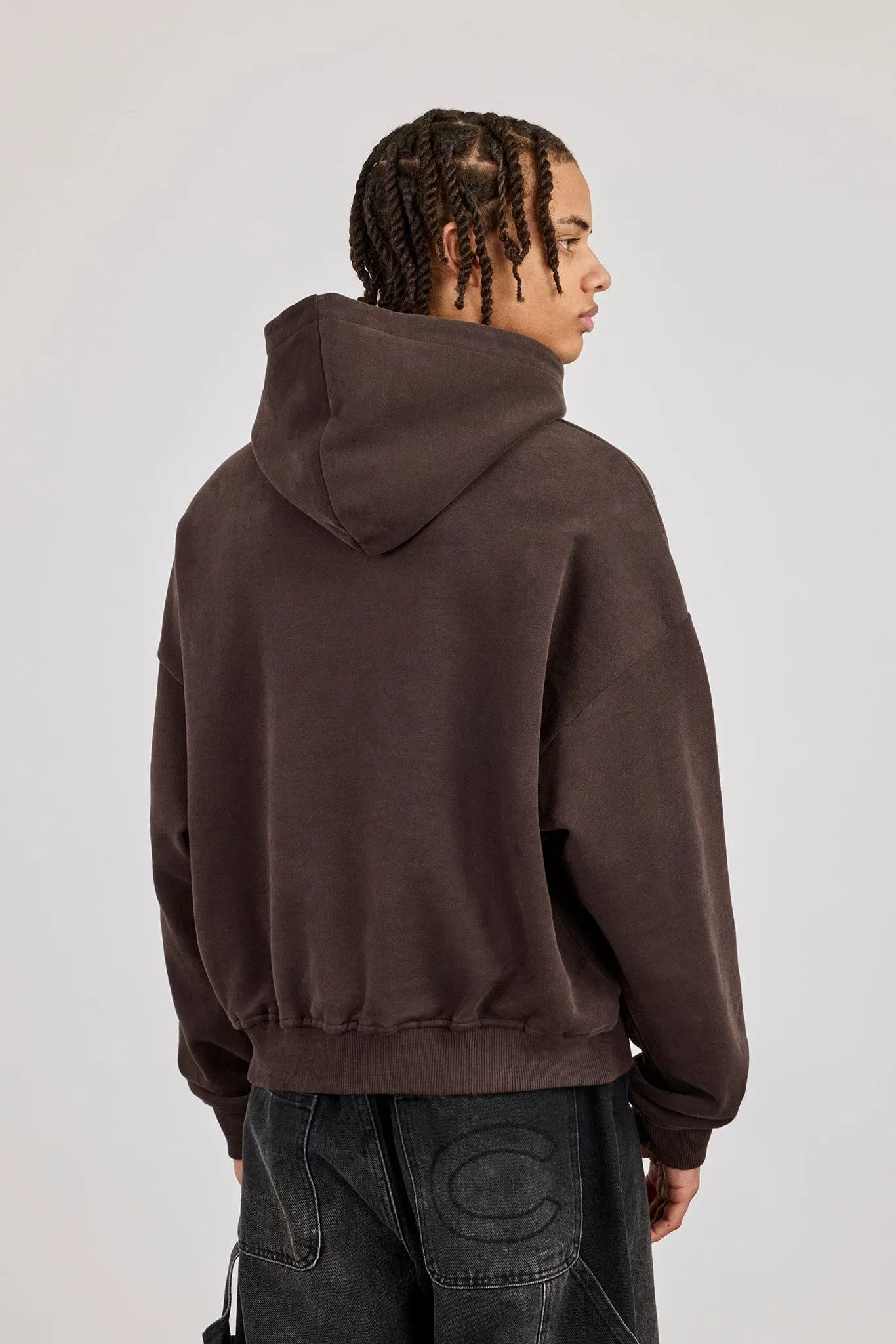 Cernucci Mens Boxy Hoodie - Coffee