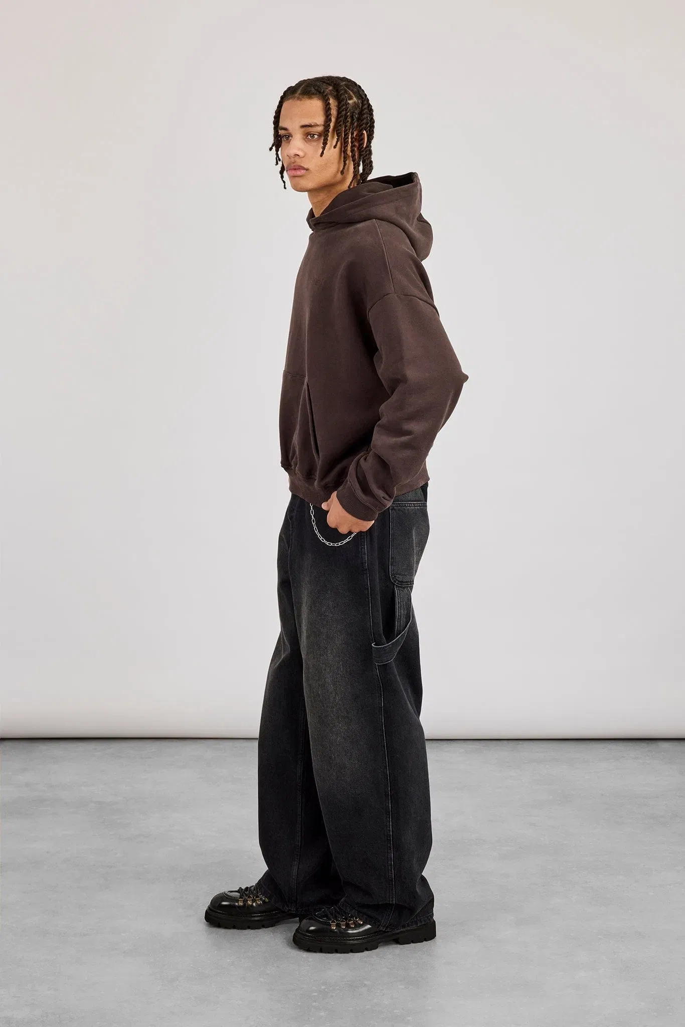 Cernucci Mens Boxy Hoodie - Coffee