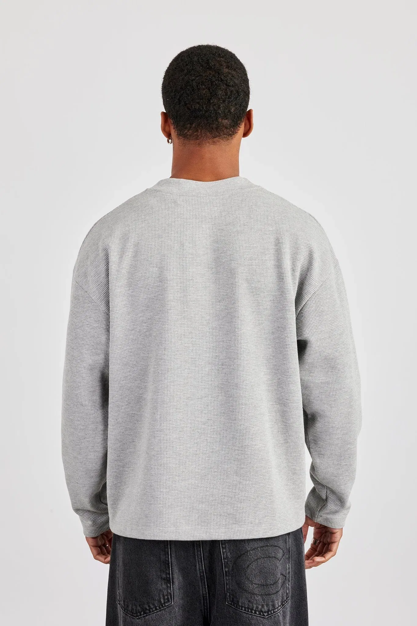 Cernucci Long Sleeve Waffle Print T-Shirt - Grey