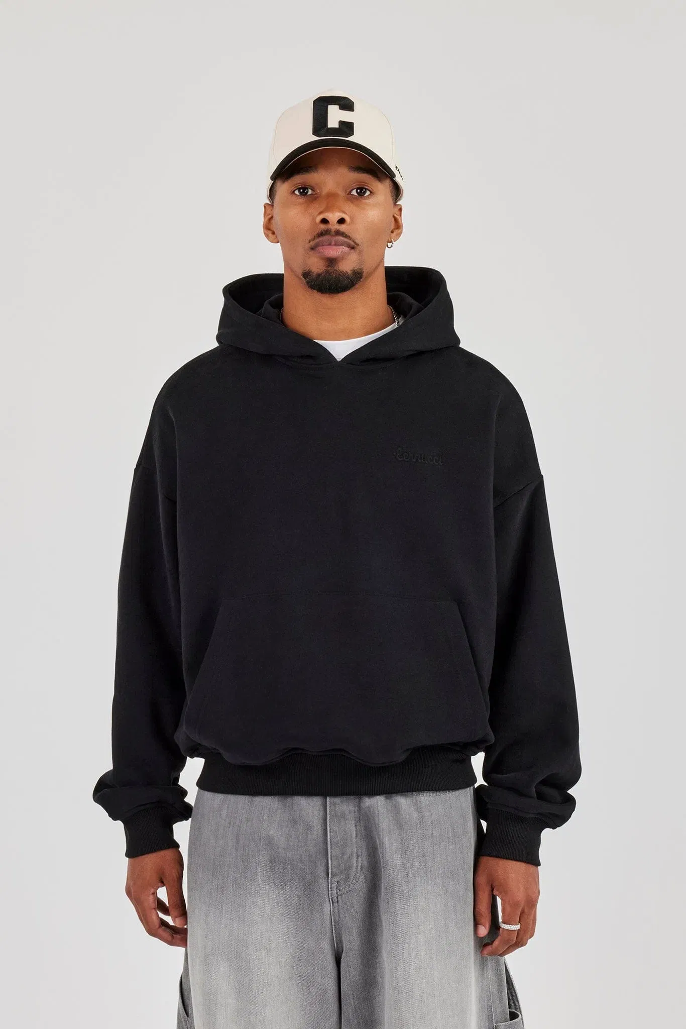 Cernucci Mens Boxy Hoodie - Black