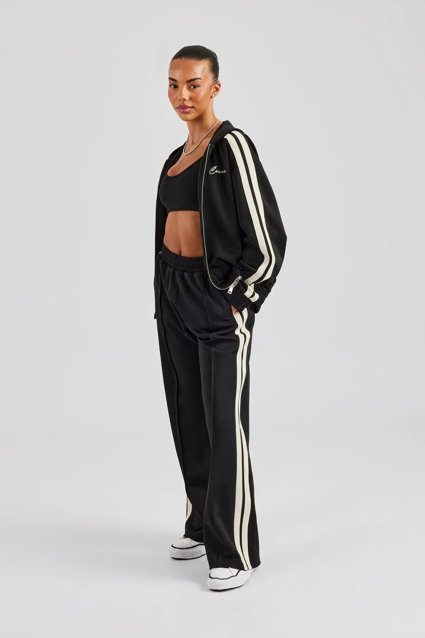 Cernucci Taping Wide Leg Track Pant - Black