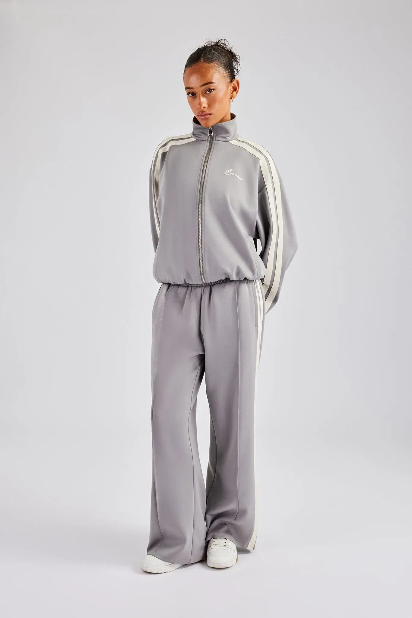 Cernucci Taping Wide Leg Track Pant - Grey