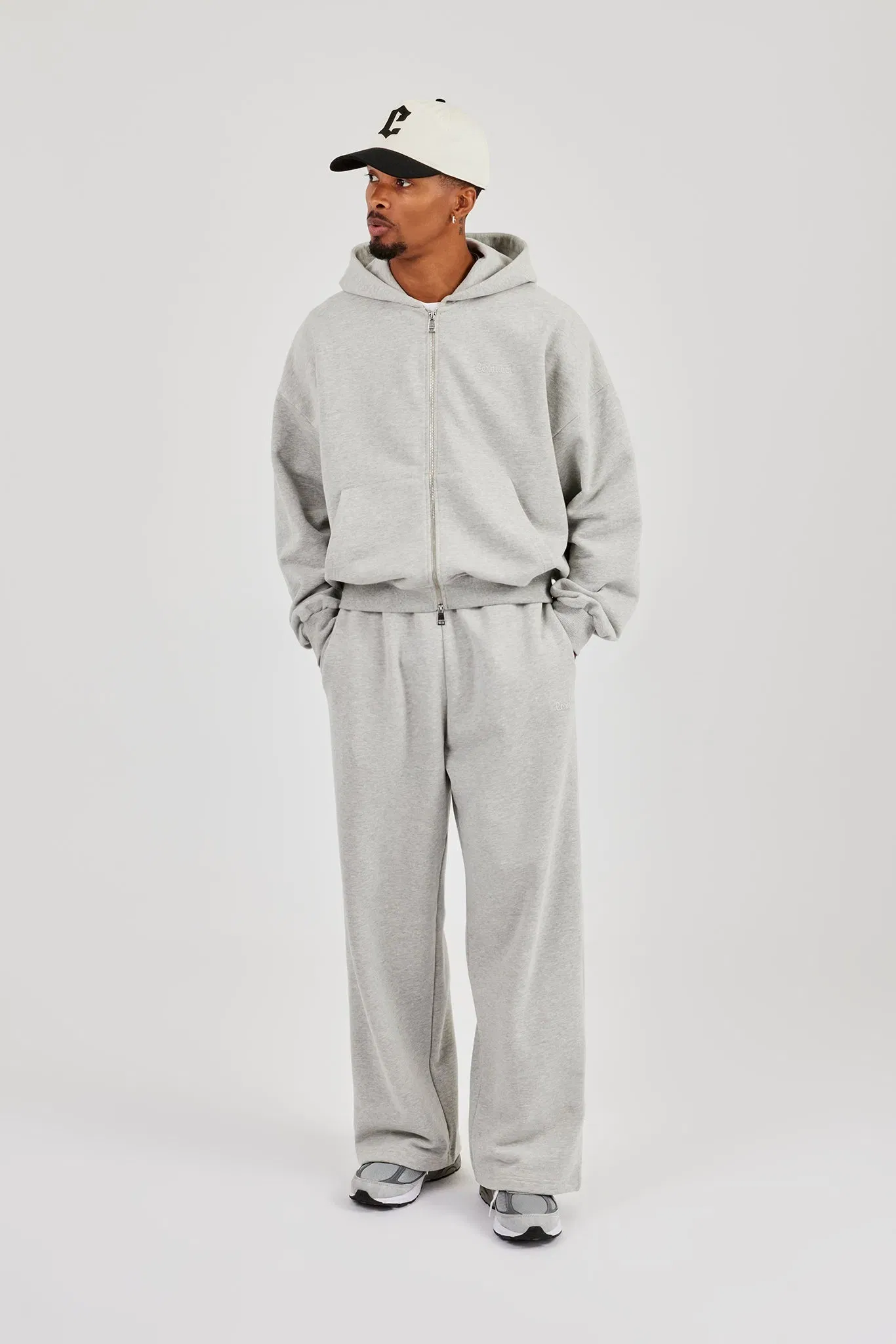 Cernucci Zip Through Boxy Hoodie - Grey Marl