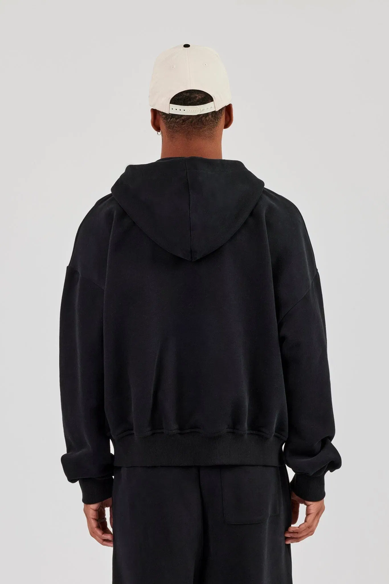 Cernucci Zip Through Boxy Hoodie - Black